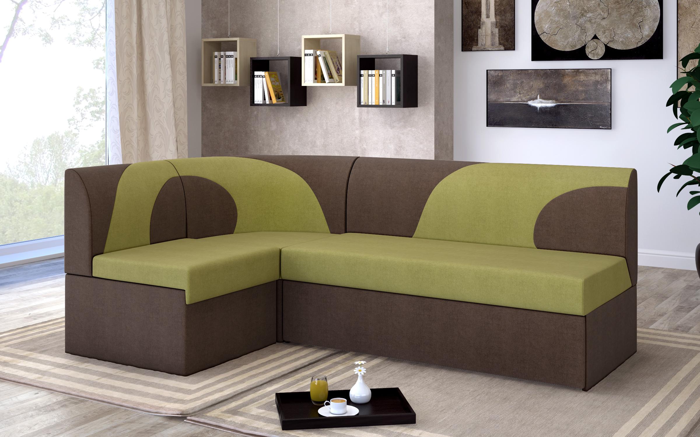 Γωνιακός καναπές κουζίνας  Ara, πράσινο + καφέ  3