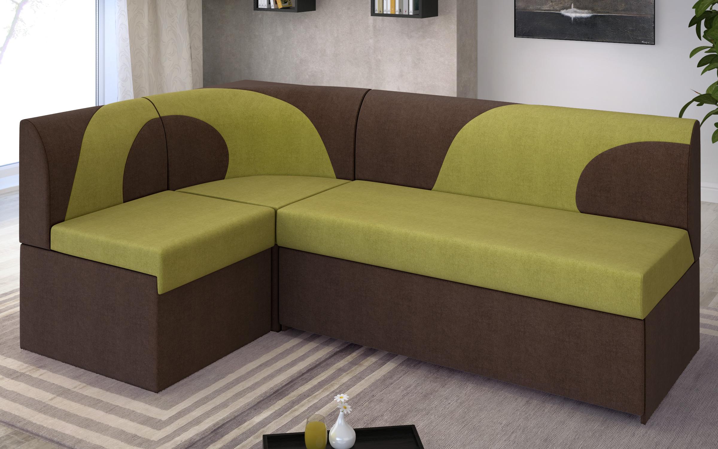 Γωνιακός καναπές κουζίνας  Ara, πράσινο + καφέ  2