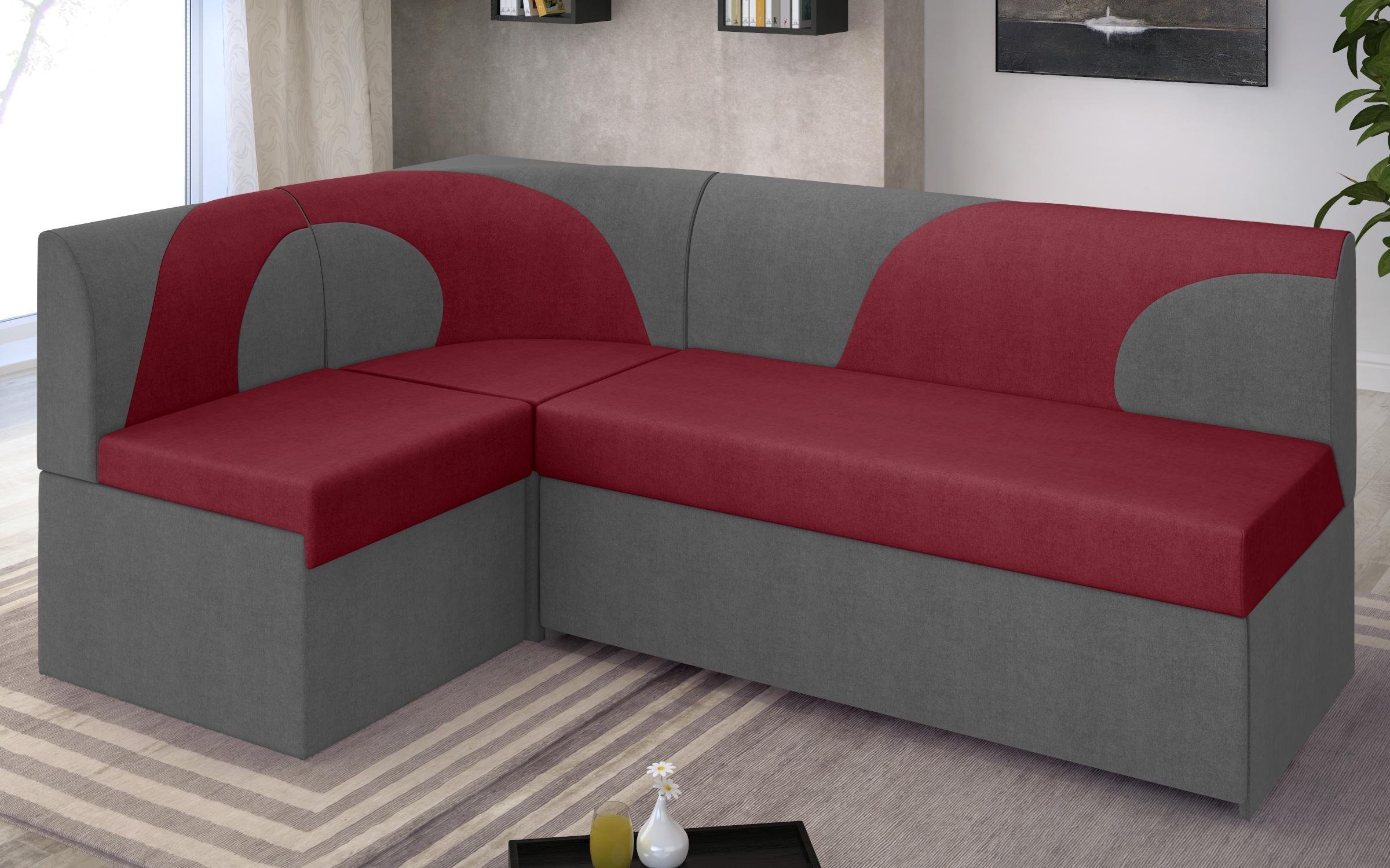 Γωνιακός καναπές κουζίνας  Ara, κόκκινο + γκρι  5