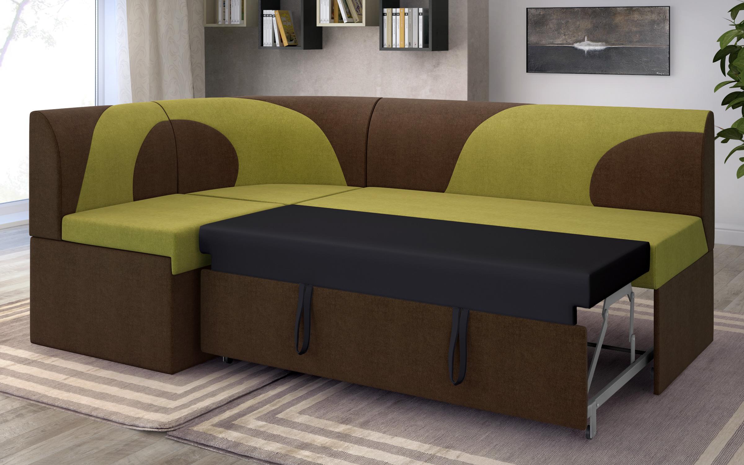 Γωνιακός καναπές κουζίνας  Ara, πράσινο + καφέ  4