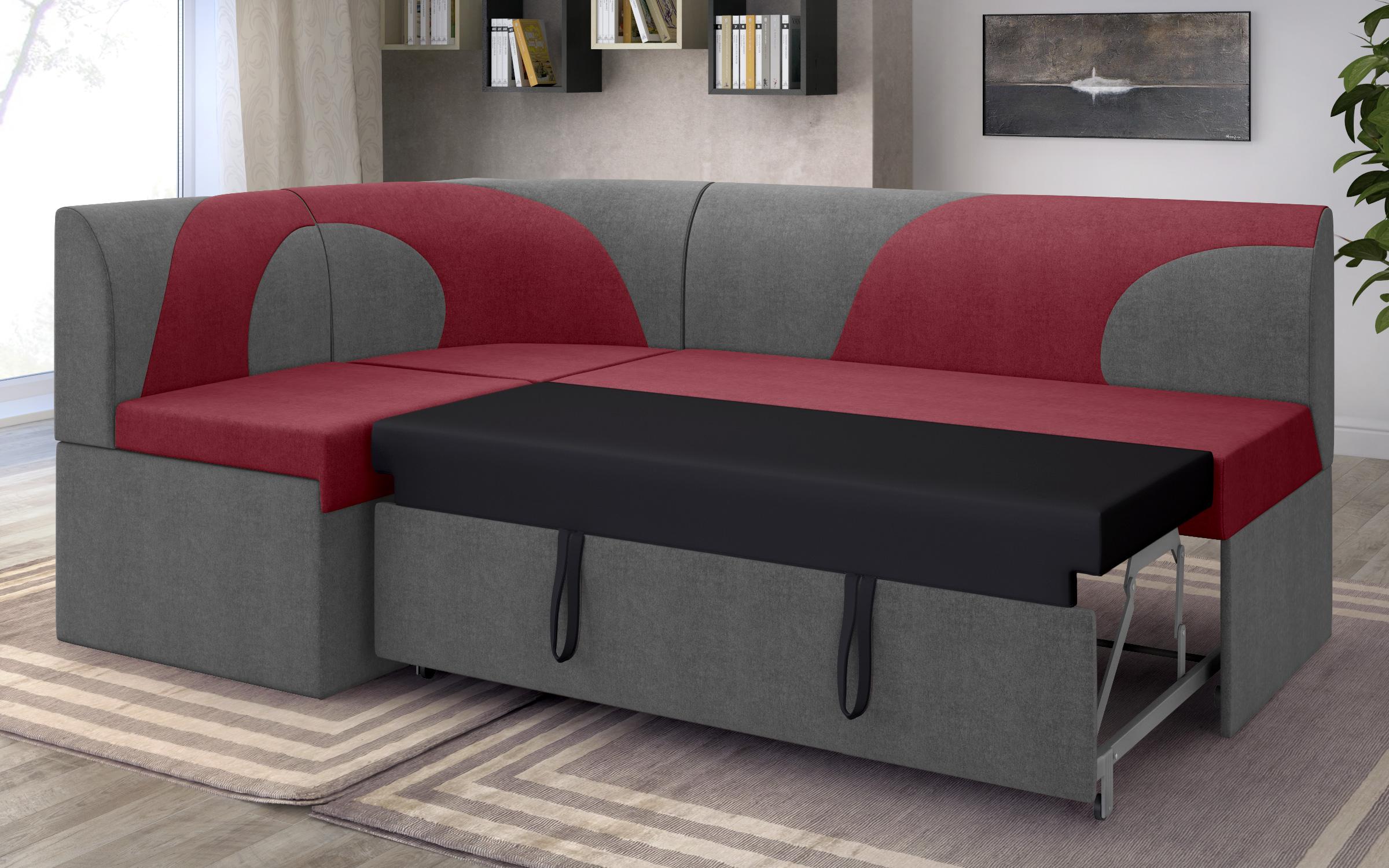 Γωνιακός καναπές κουζίνας  Ara, κόκκινο + γκρι  6