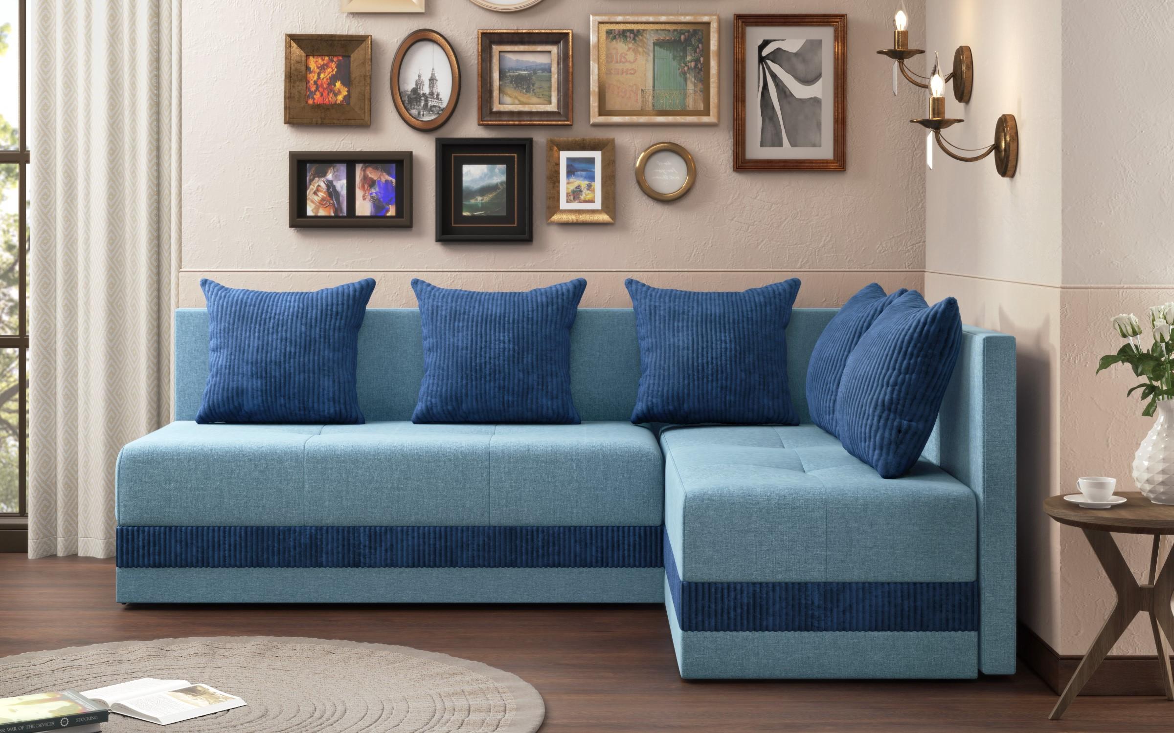 Γωνιακός καναπές κουζίνας Areti, τυρκουάζ + μπλε  1