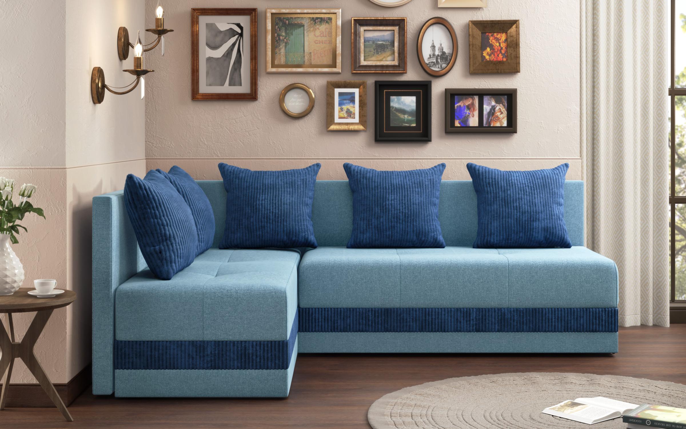 Γωνιακός καναπές κουζίνας Areti, τυρκουάζ + μπλε  1