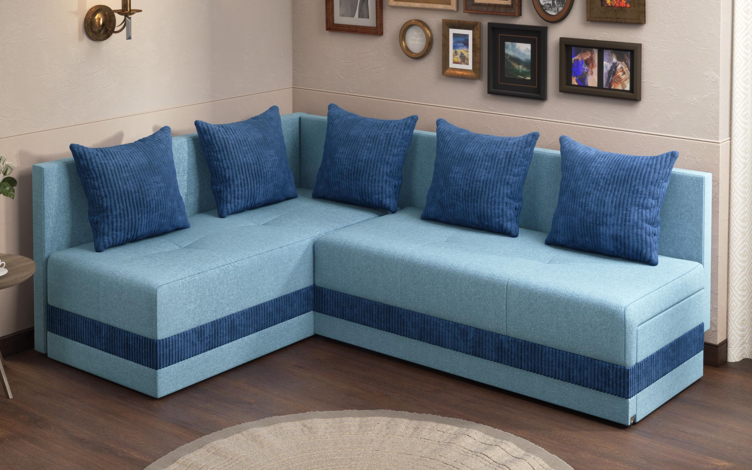 Γωνιακός καναπές κουζίνας Areti, τυρκουάζ + μπλε  4