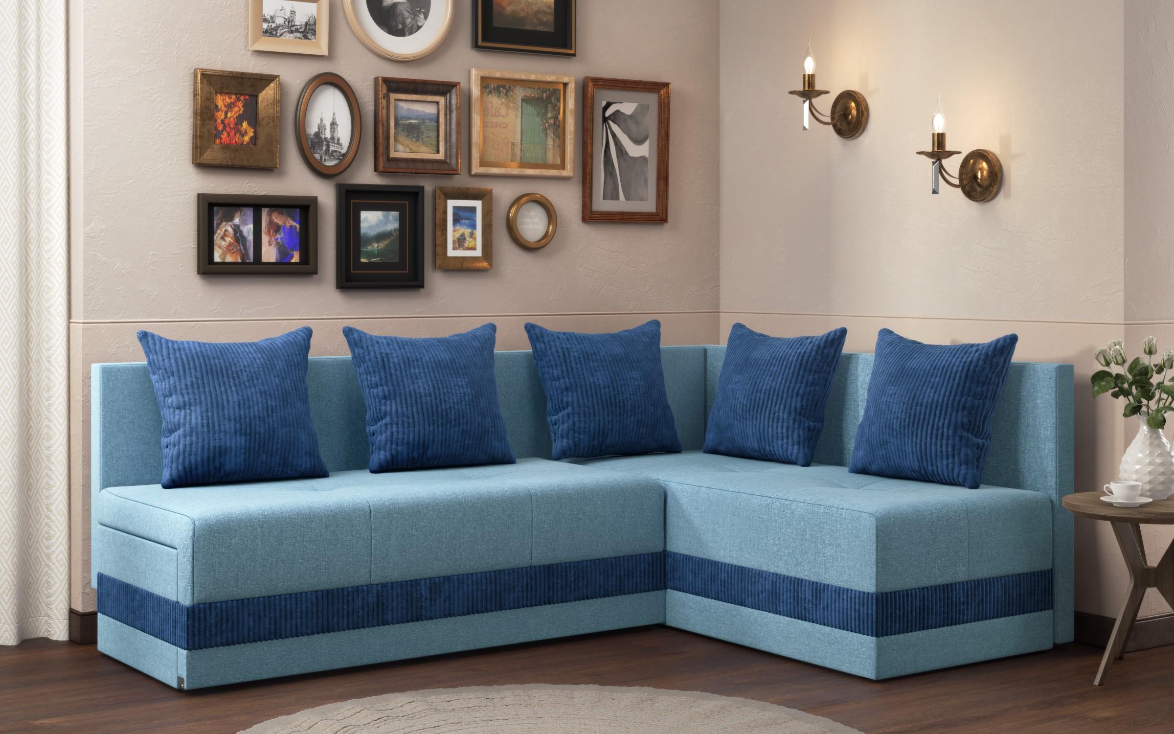 Γωνιακός καναπές κουζίνας Areti, τυρκουάζ + μπλε  3