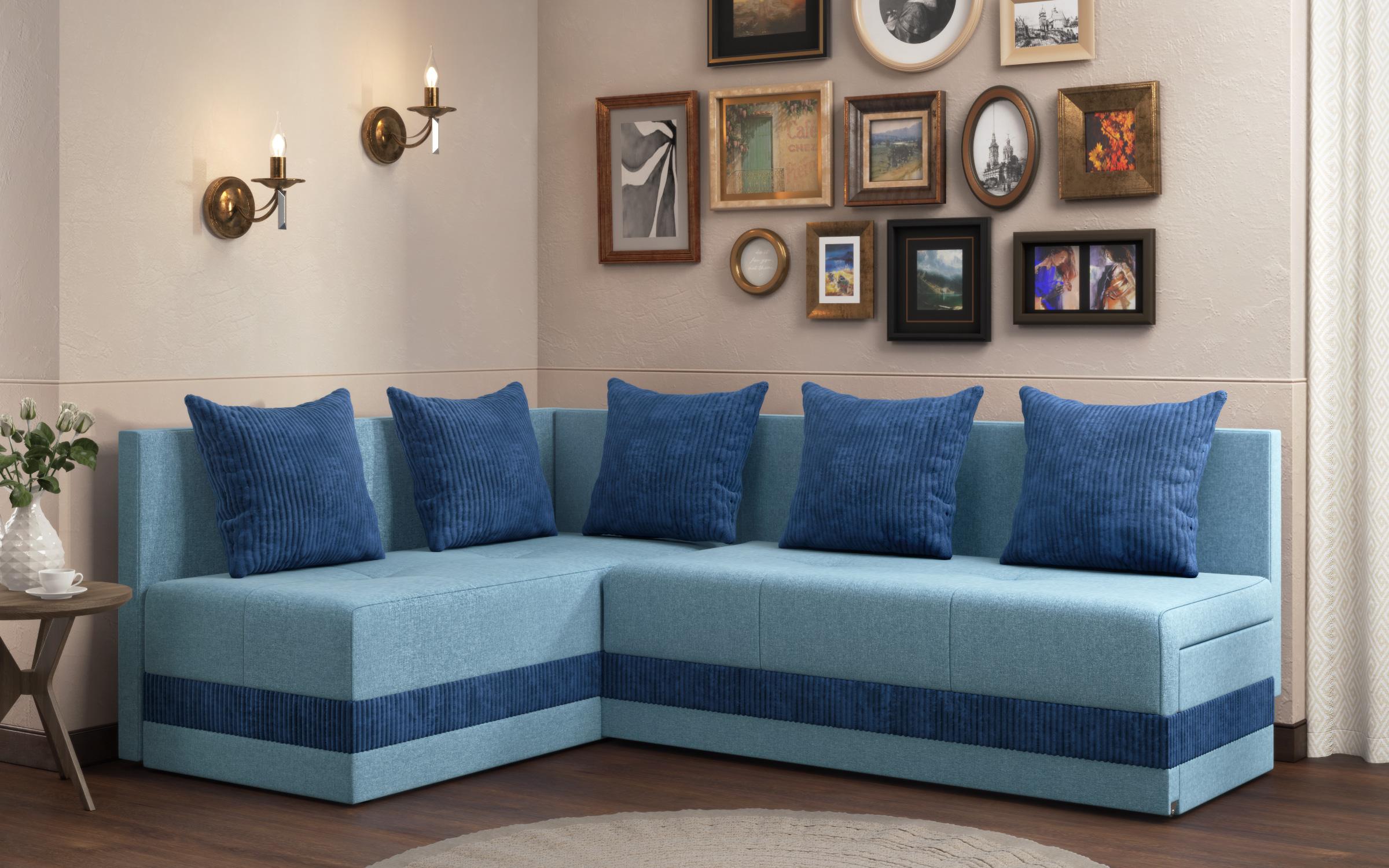Γωνιακός καναπές κουζίνας Areti, τυρκουάζ + μπλε  3