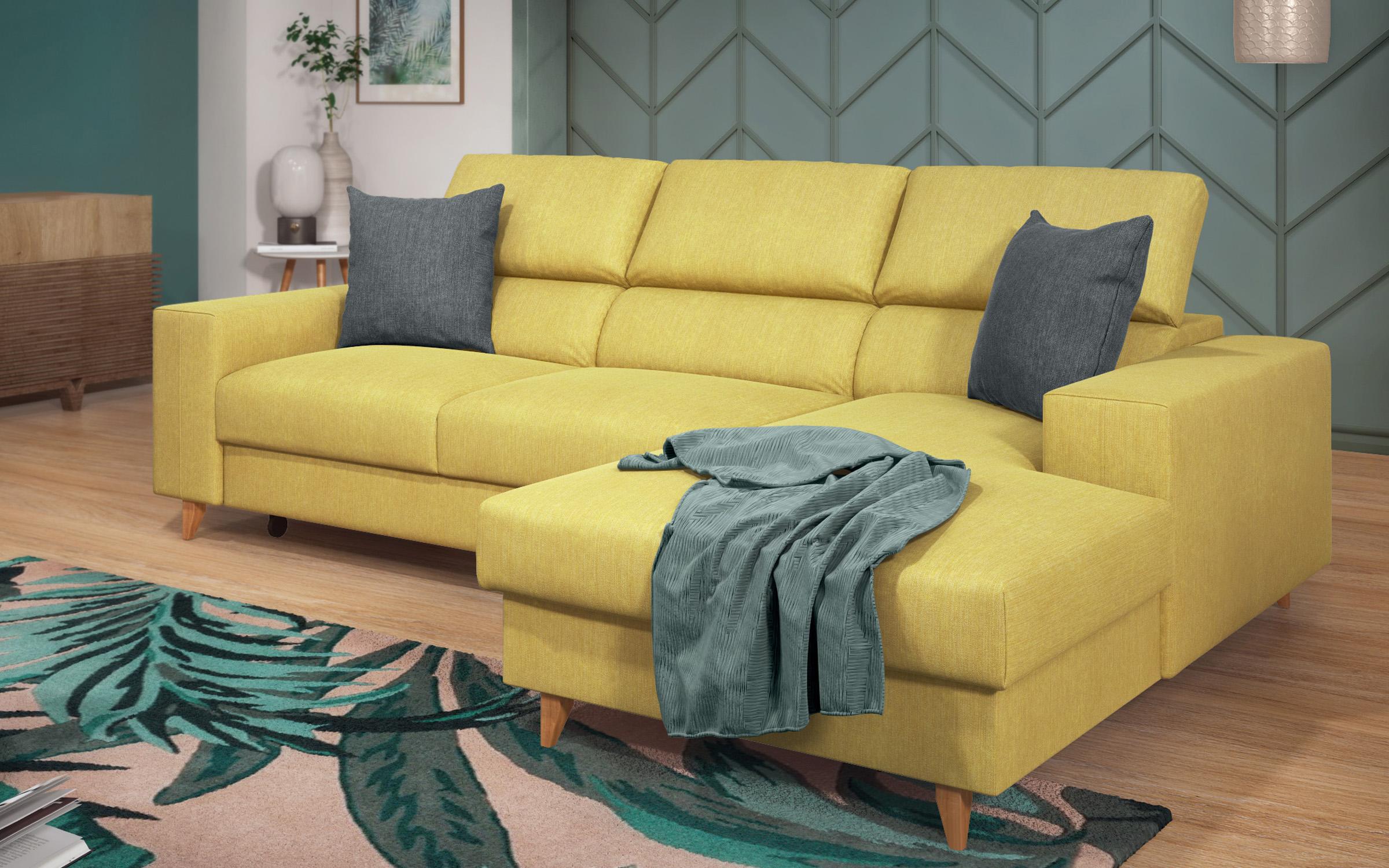 Γωνιακός καναπές Avelino, κίτρινο + γκρι  4