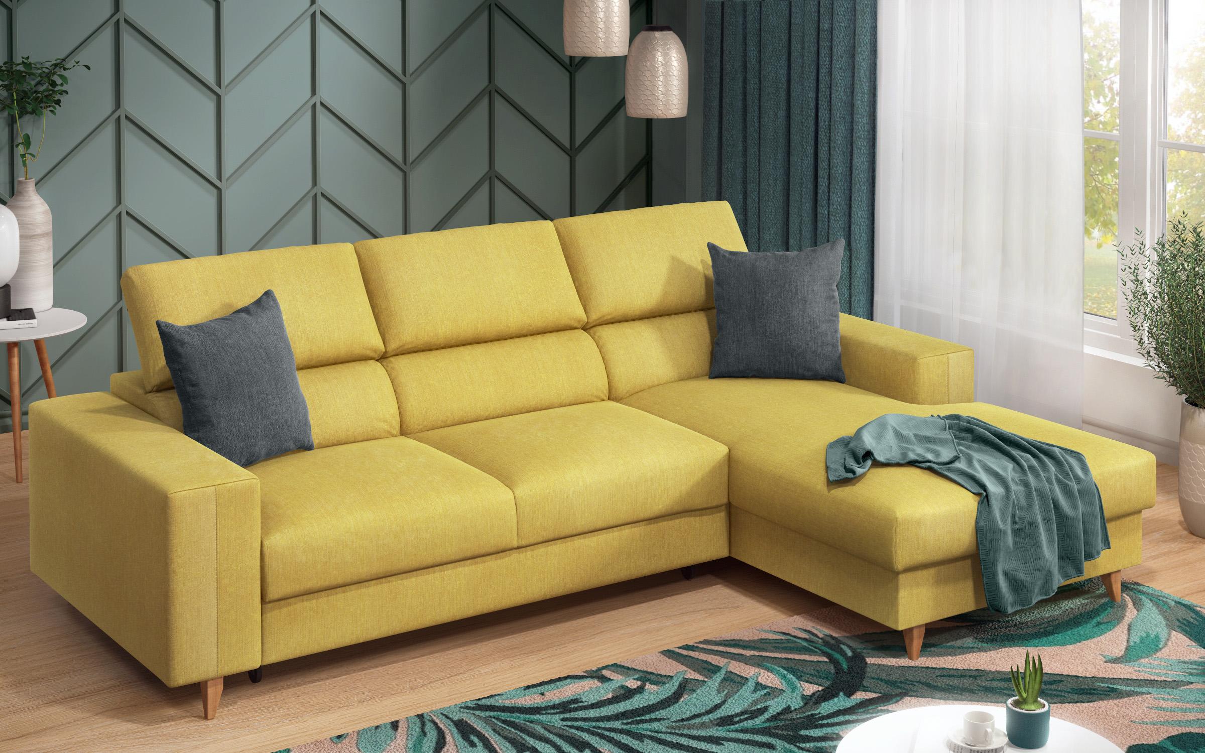 Γωνιακός καναπές Avelino, κίτρινο + γκρι  5