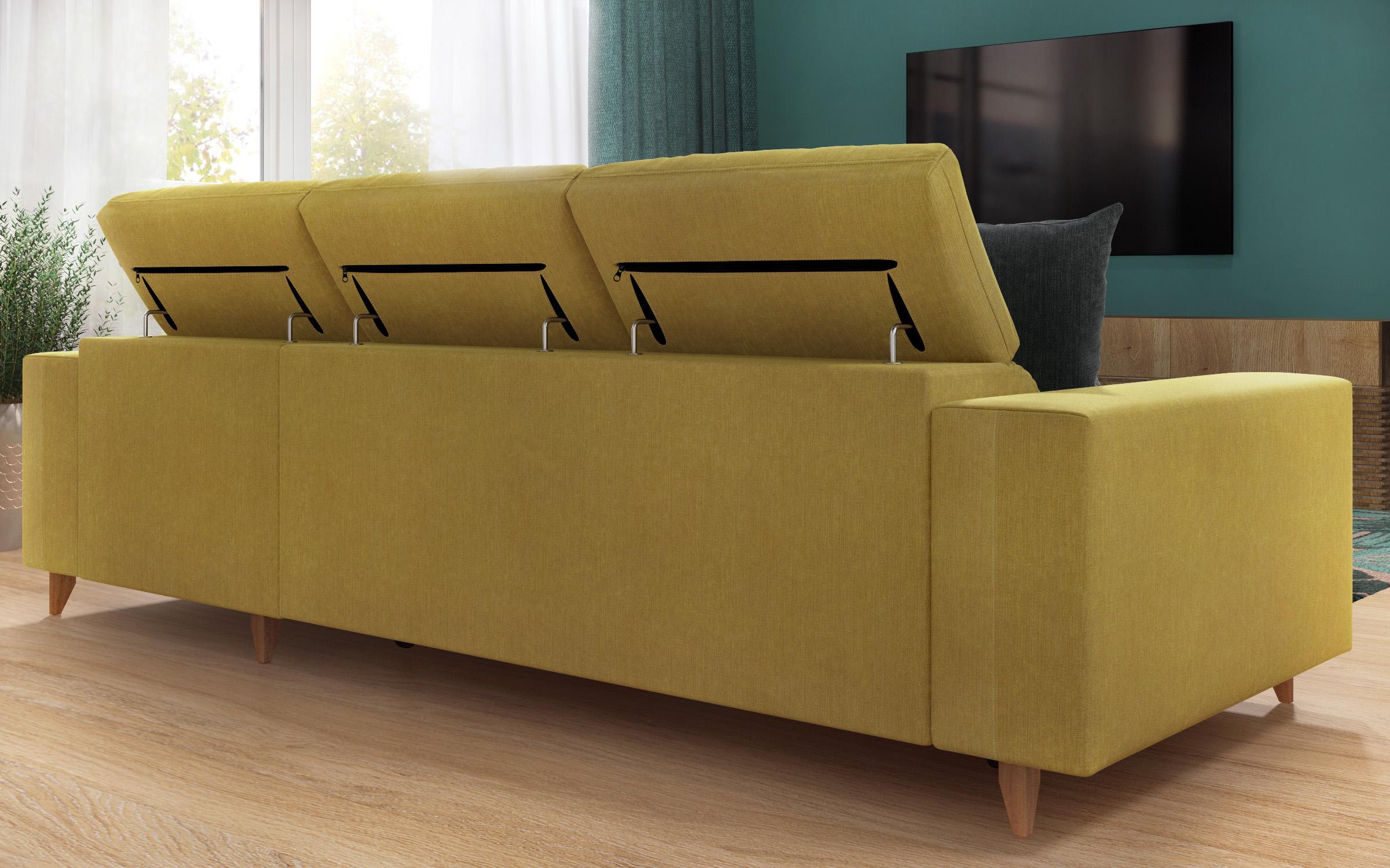 Γωνιακός καναπές Avelino, κίτρινο + γκρι  9