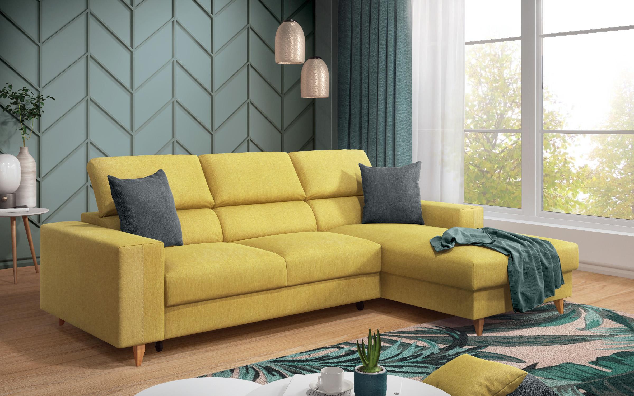 Γωνιακός καναπές Avelino, κίτρινο + γκρι  6