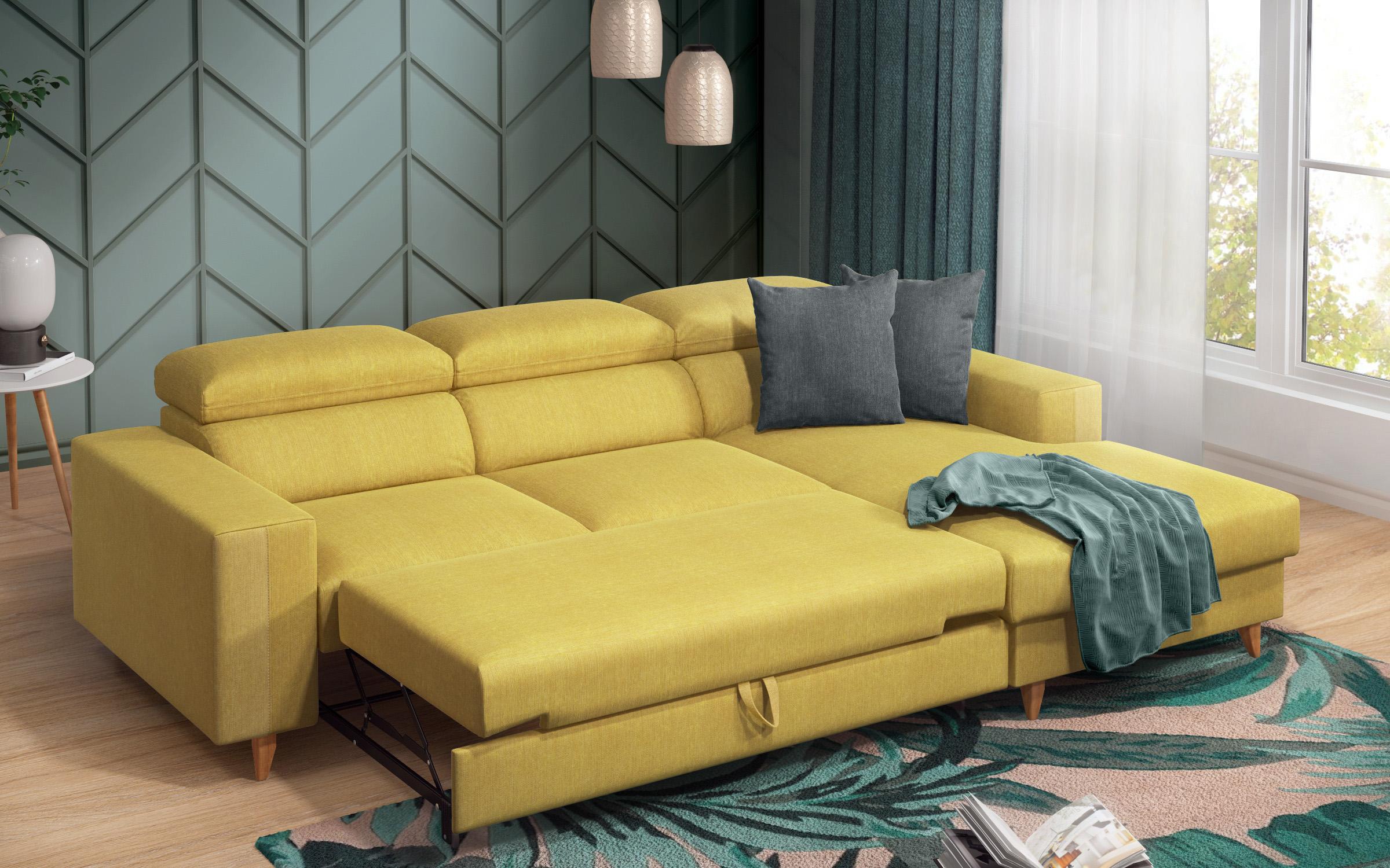 Γωνιακός καναπές Avelino, κίτρινο + γκρι  11