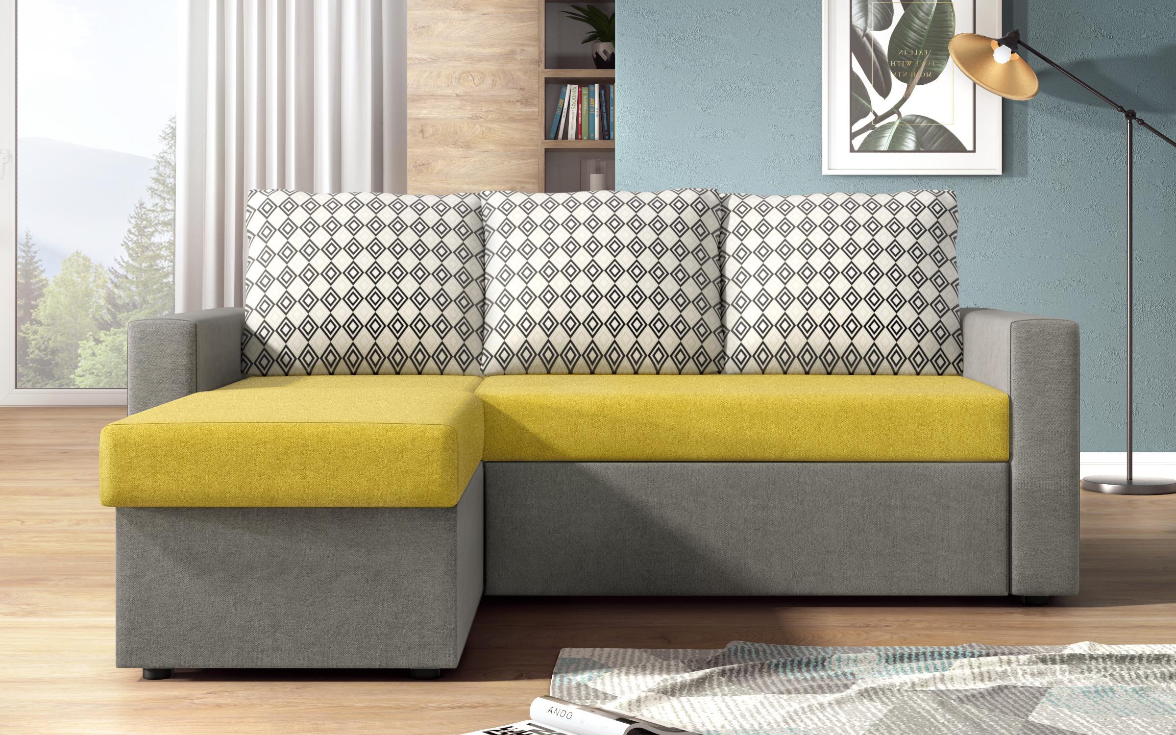 Γωνιακός καναπές Chelsea, κίτρινο + γκρι  1