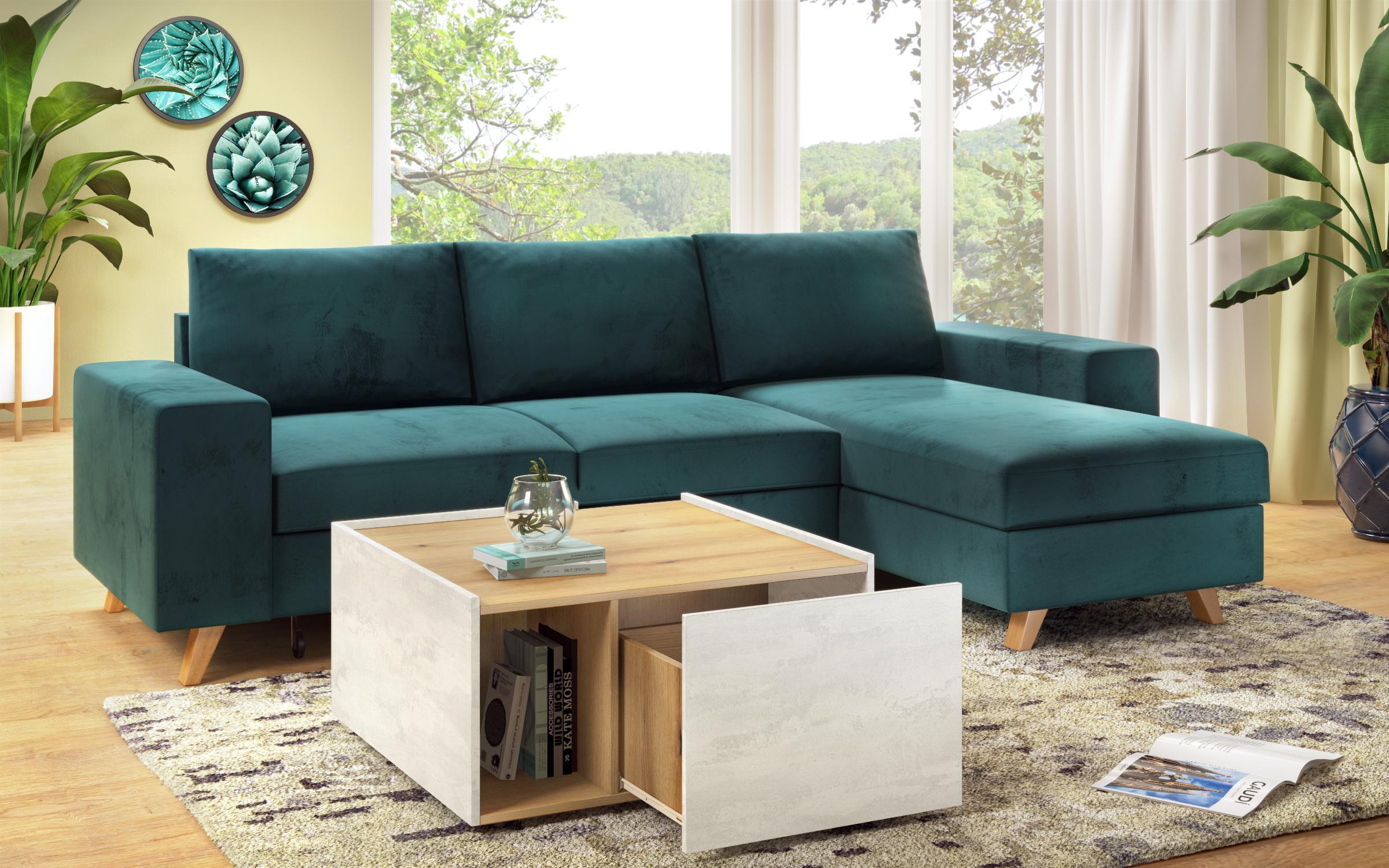 Γωνιακός καναπές - κρεβάτι  Boho, σκούρο πράσινο  11