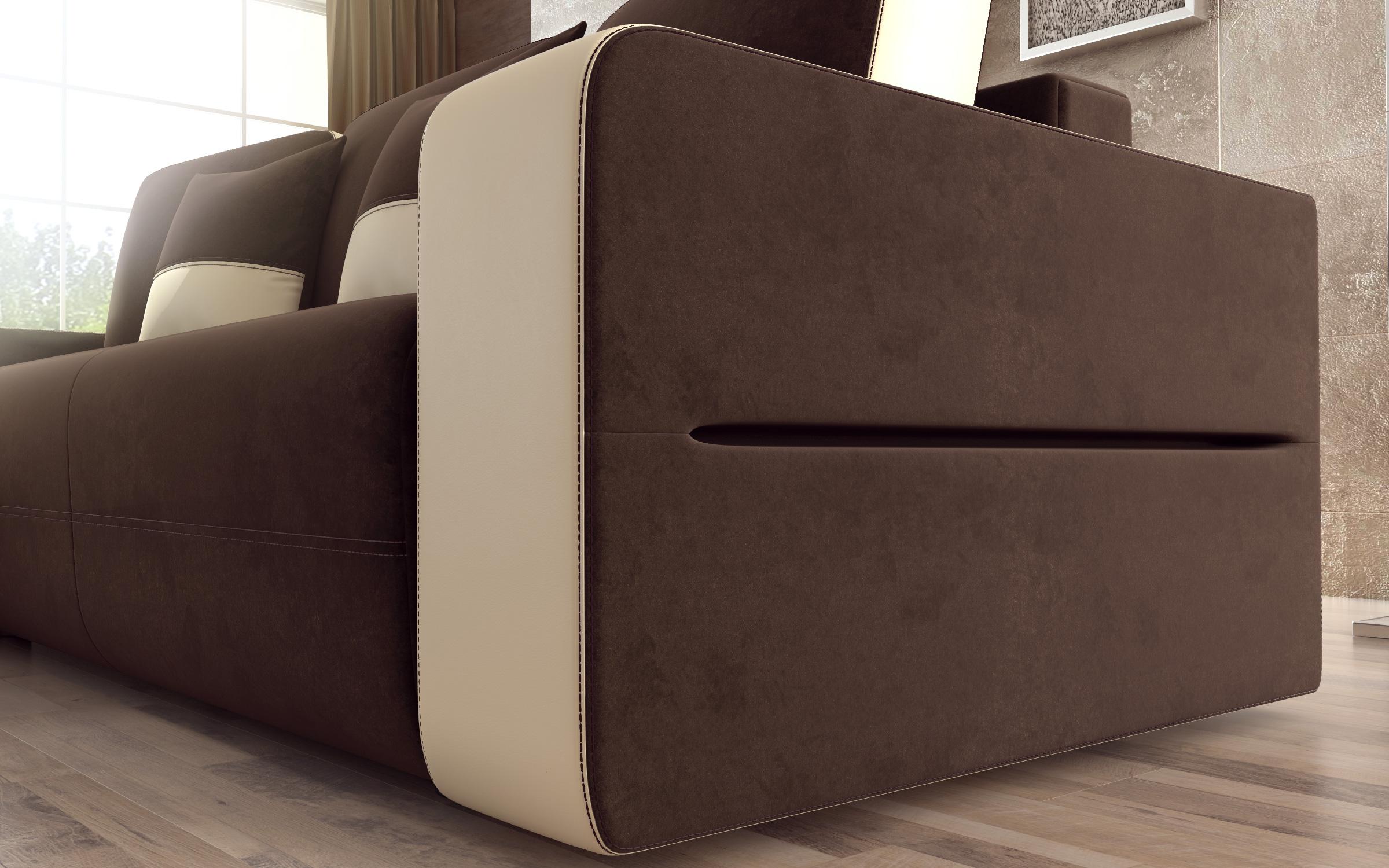 Γωνιακός καναπές – κρεβάτι Borian, σκούρο καφέ + μπεζ δέρμα  6