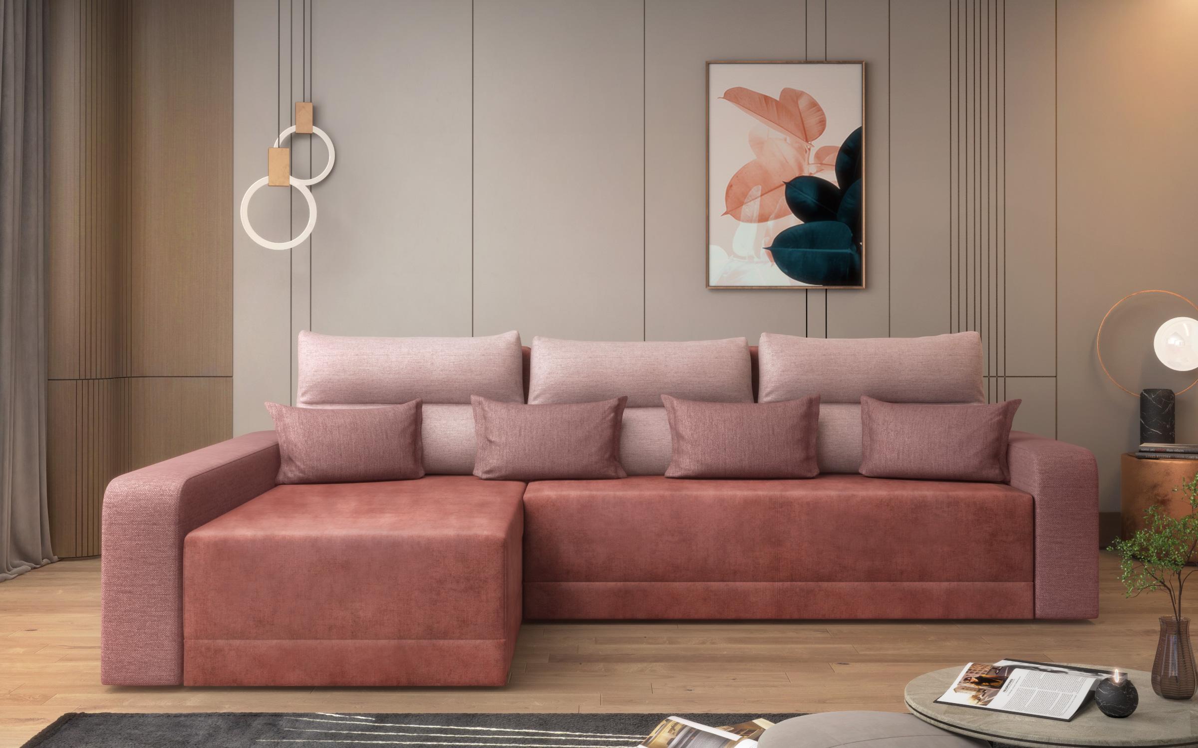 Γωνιακός καναπές Botega, κοραλί + ροζ  3