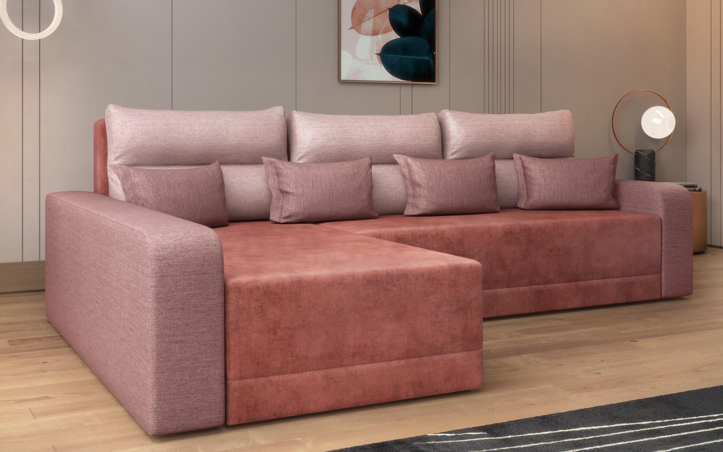 Γωνιακός καναπές Botega, κοραλί + ροζ  5