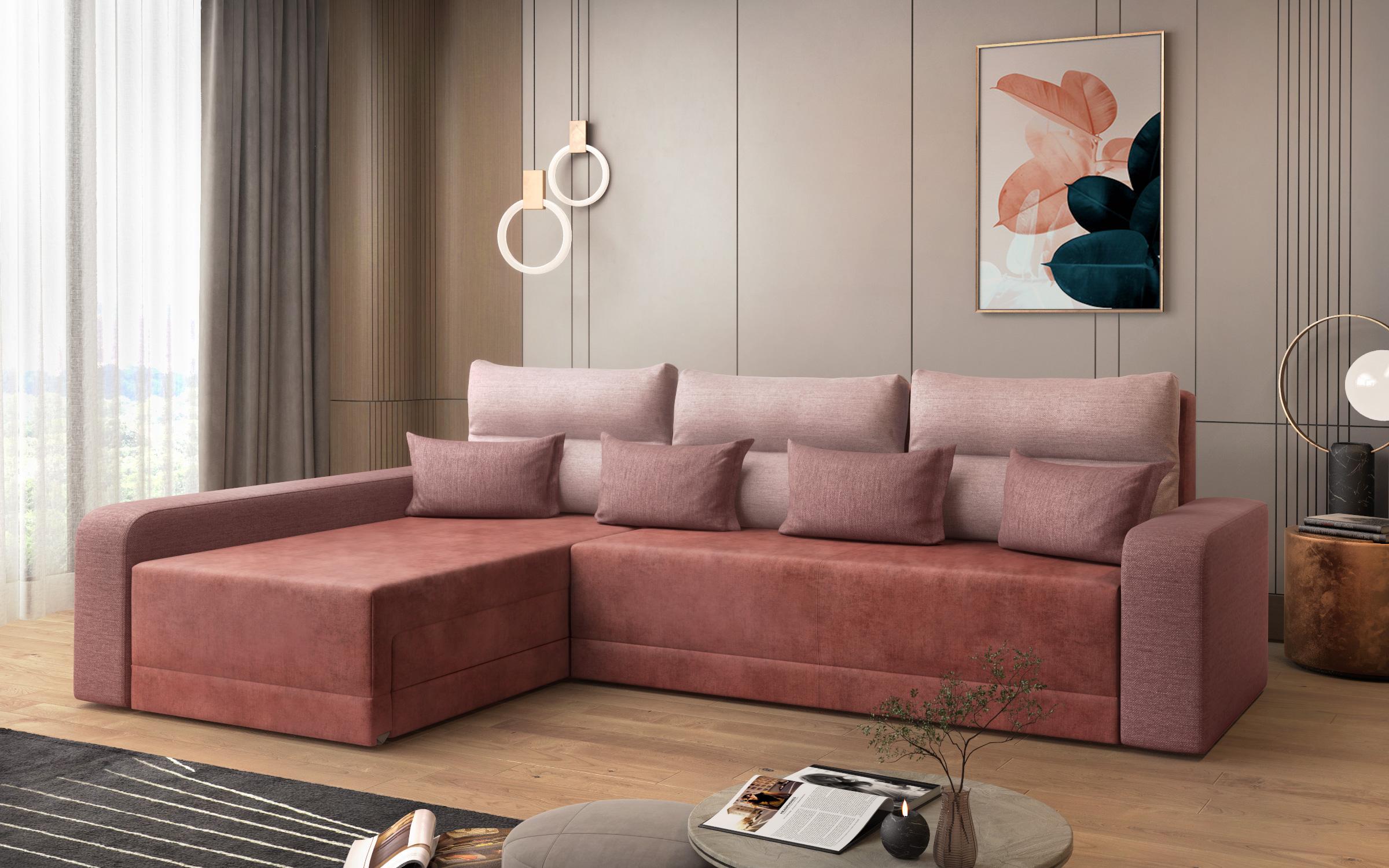 Γωνιακός καναπές Botega, κοραλί + ροζ  1