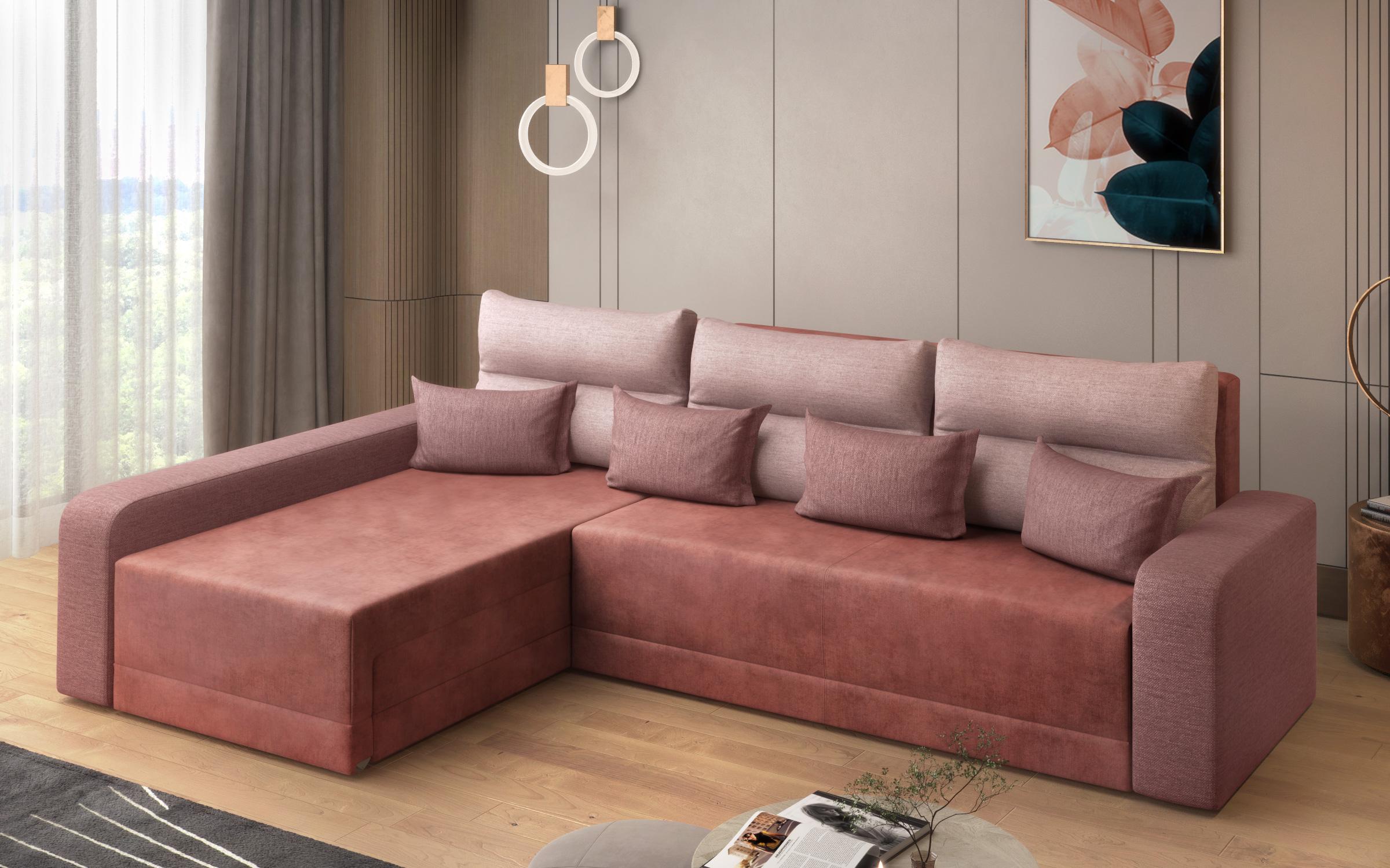 Γωνιακός καναπές Botega, κοραλί + ροζ  4