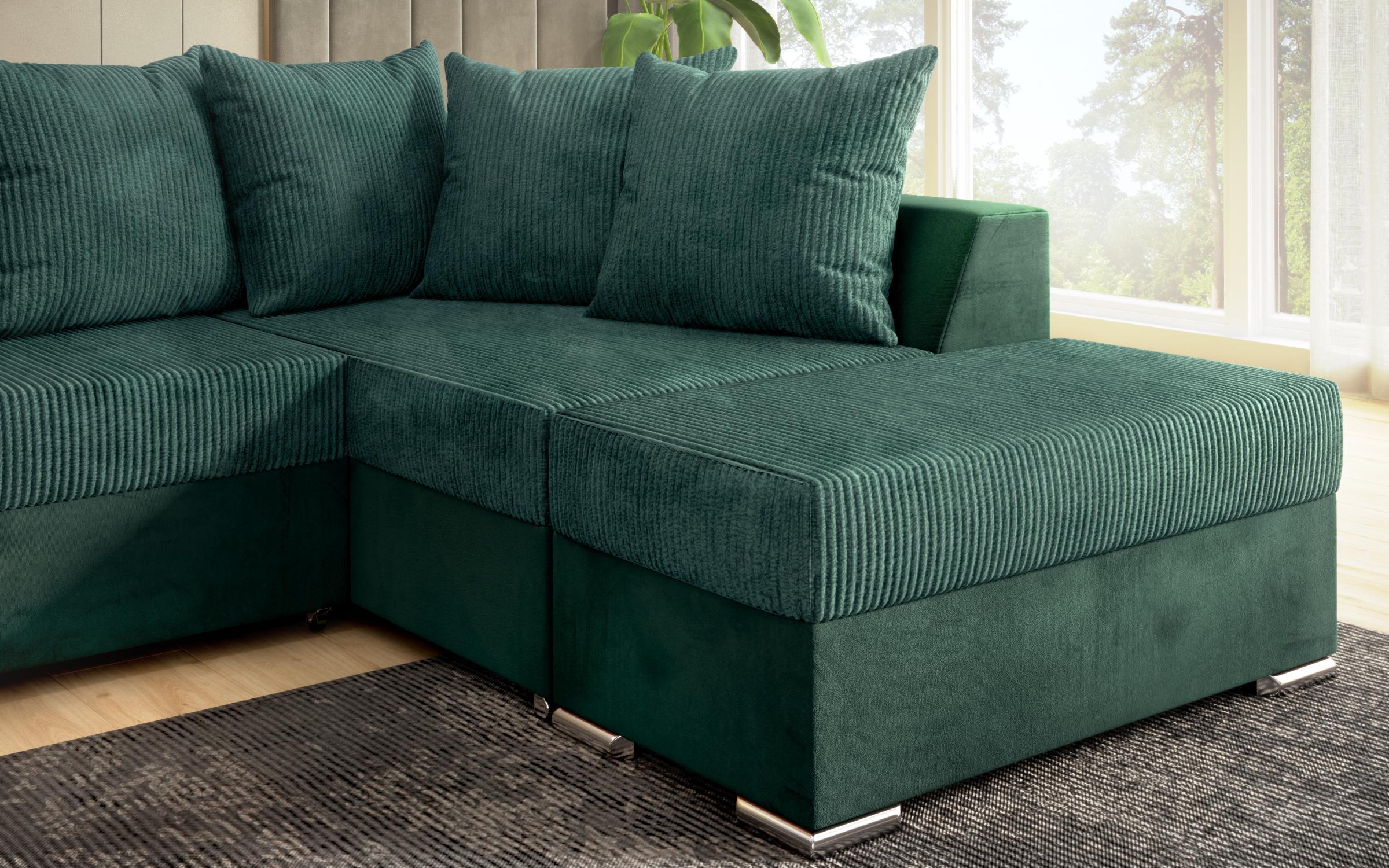 Γωνιακός καναπές + σκαμπό Londo, πράσινο  7