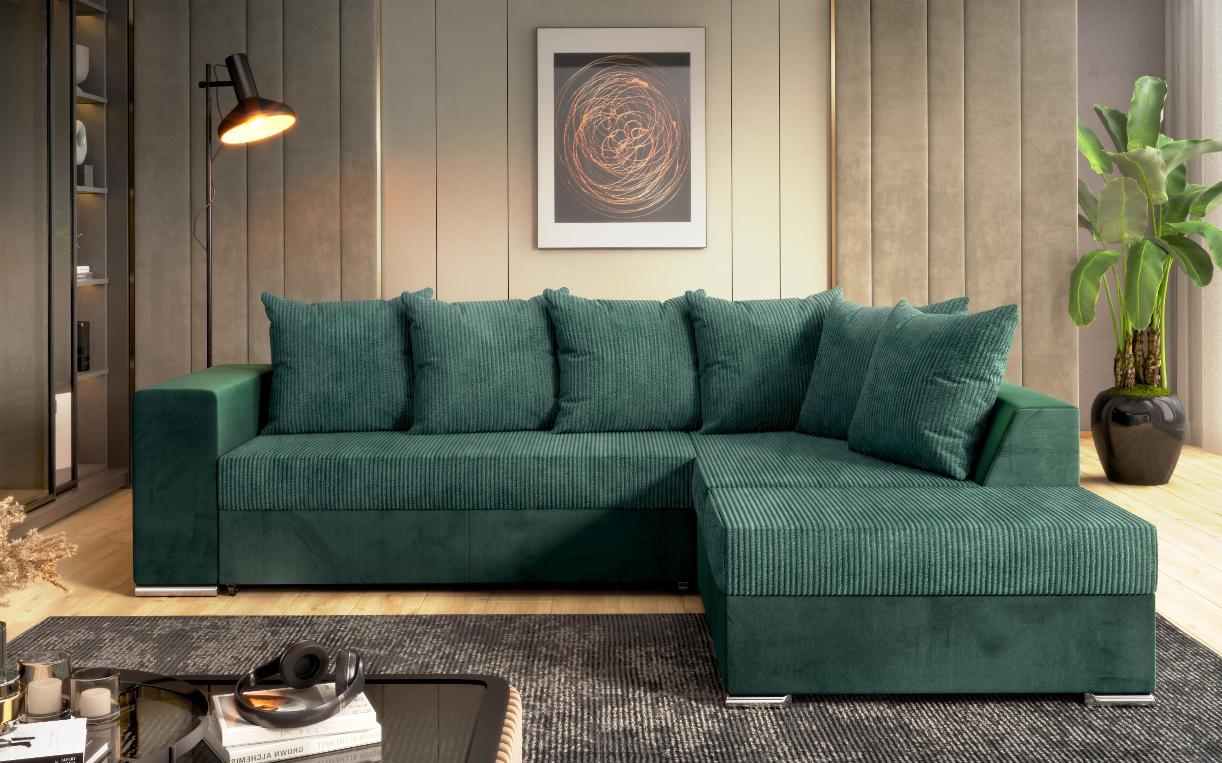 Γωνιακός καναπές + σκαμπό Londo, πράσινο  1