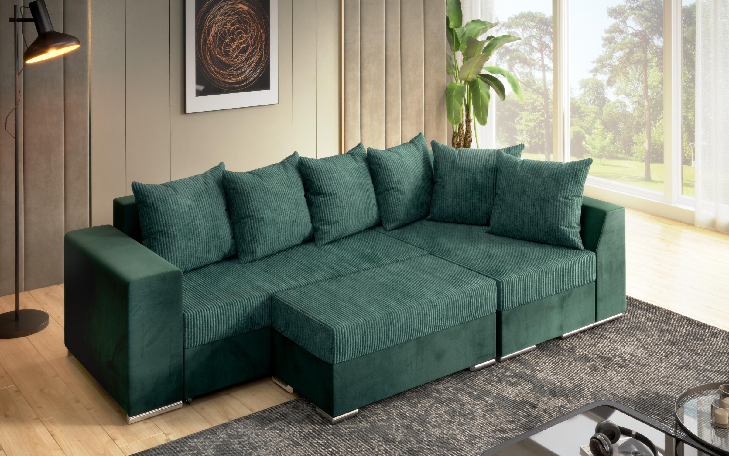 Γωνιακός καναπές + σκαμπό Londo, πράσινο  5