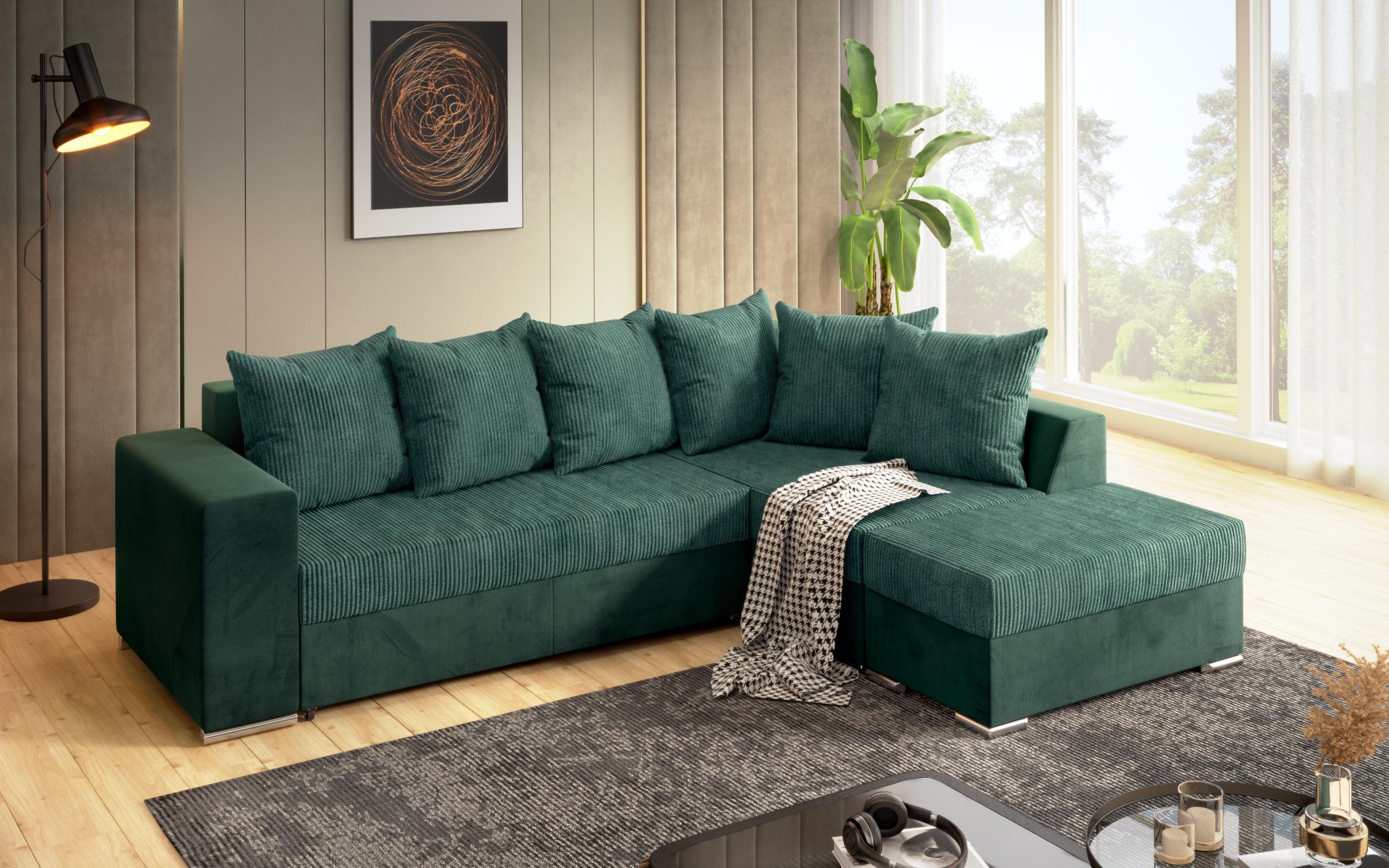 Γωνιακός καναπές + σκαμπό Londo, πράσινο  4