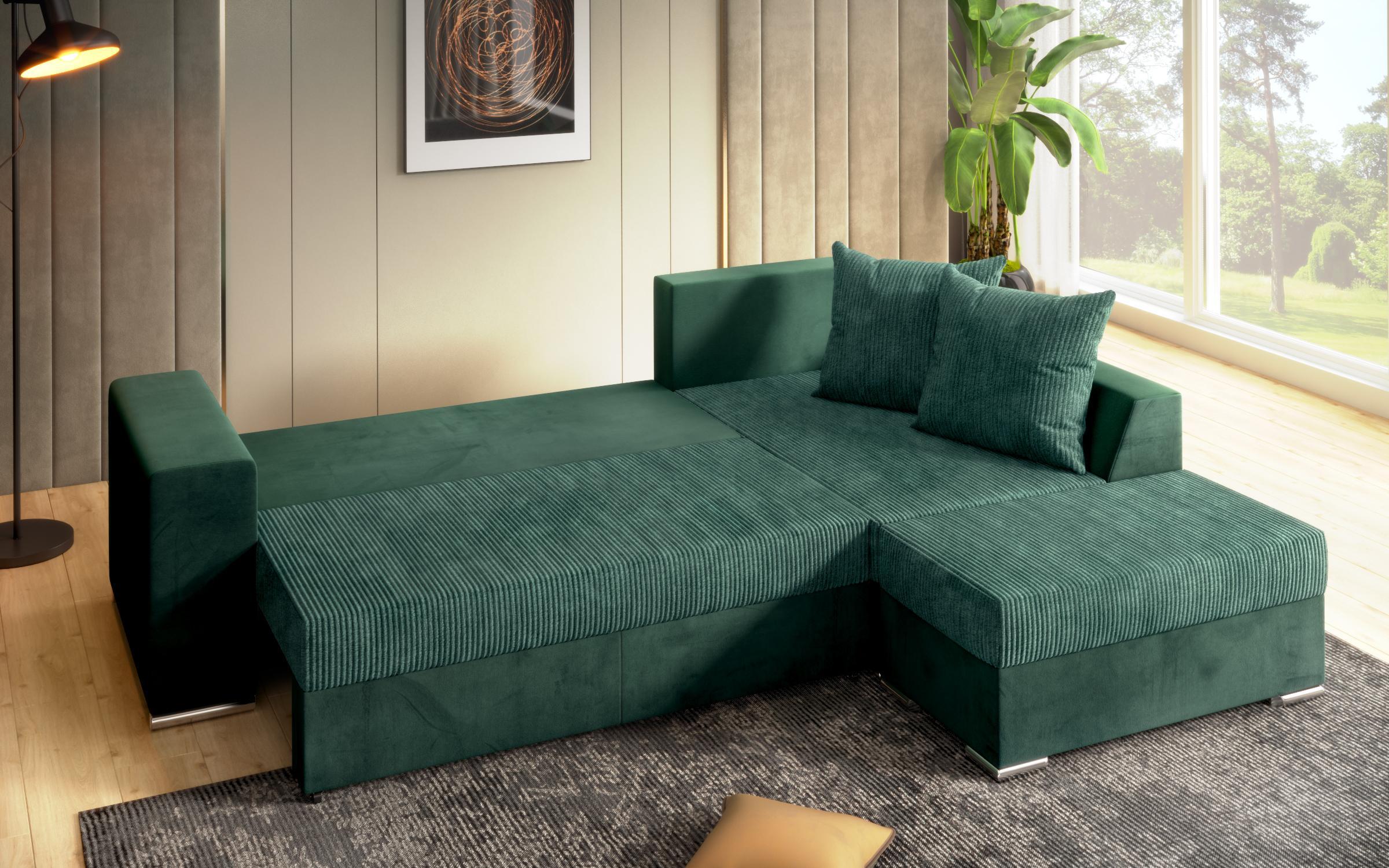 Γωνιακός καναπές + σκαμπό Londo, πράσινο  3