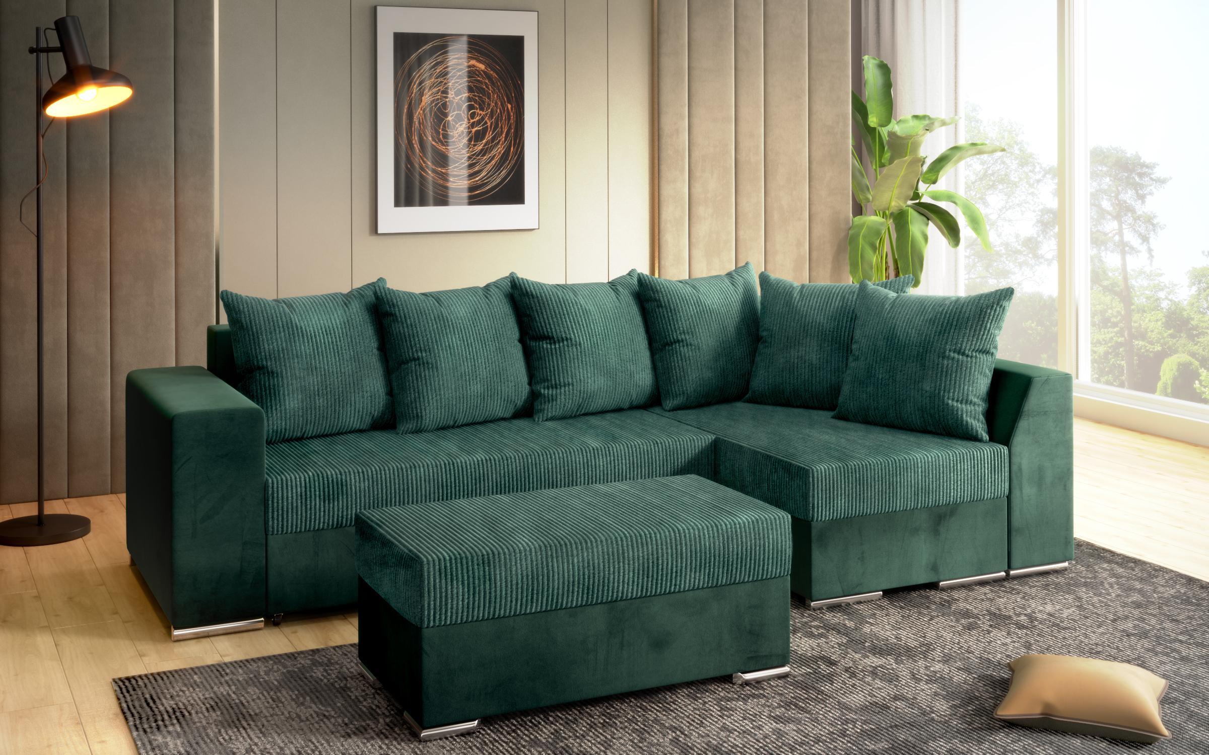 Γωνιακός καναπές + σκαμπό Londo, πράσινο  2