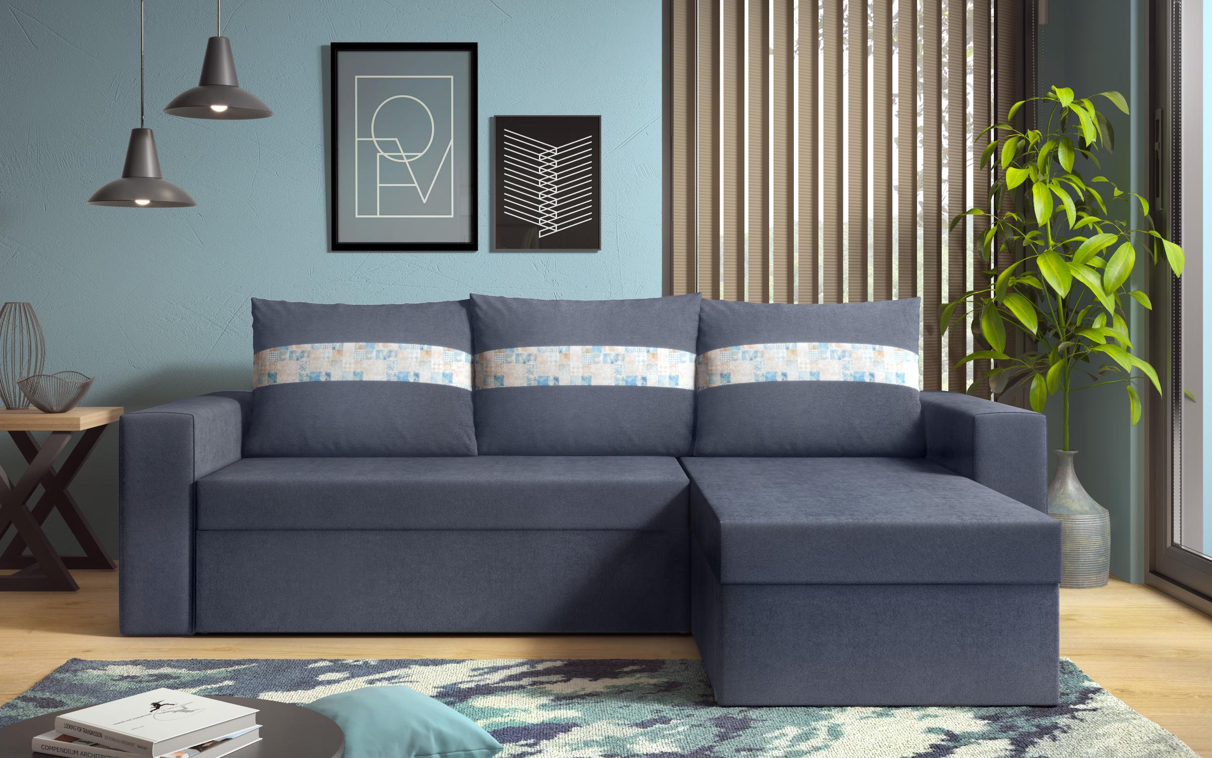 Γωνιακός καναπές Florida, σκούρο μπλε  1