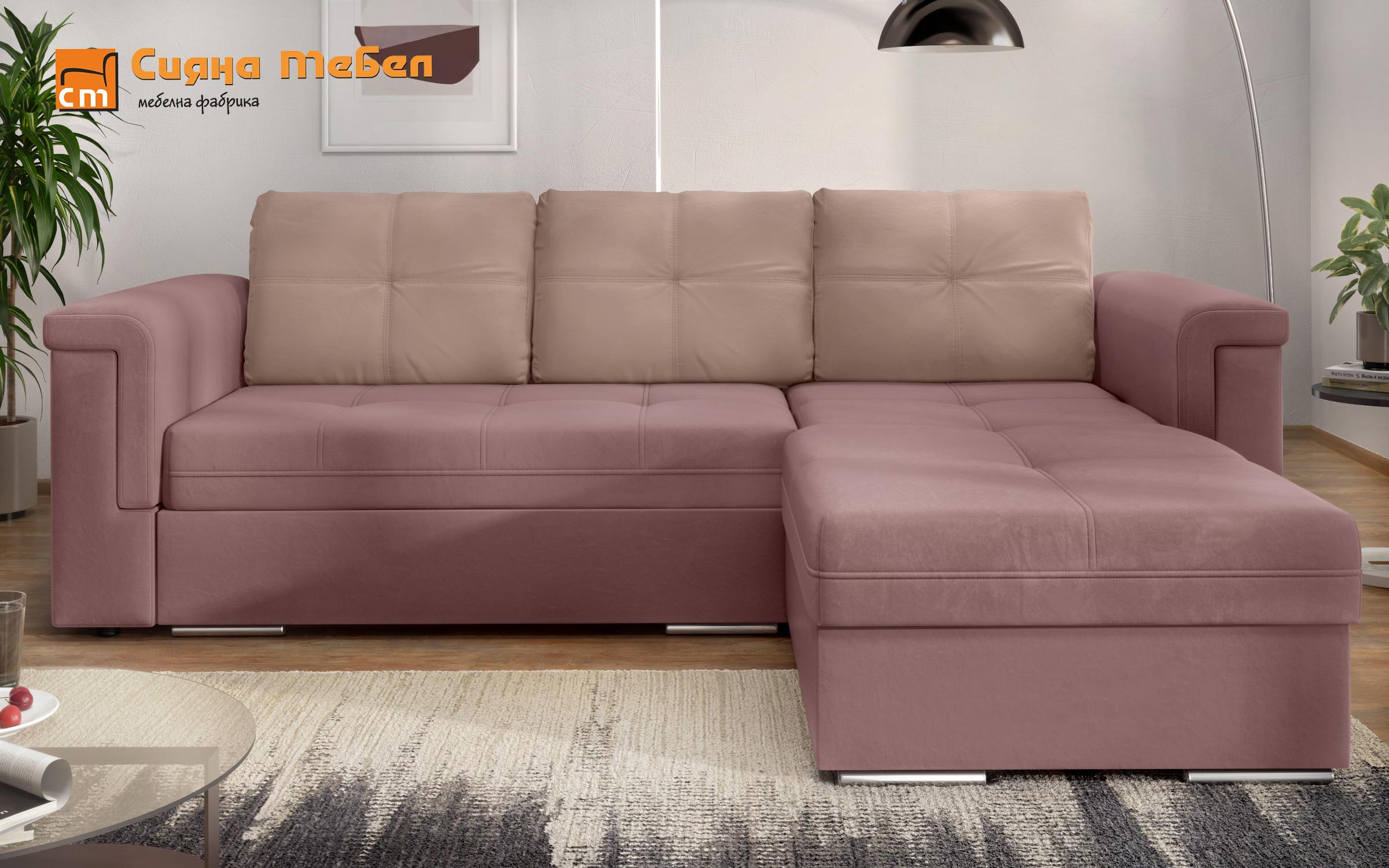 Γωνιακός καναπές Heaven, ροζ + ανοιχτό ροζ  1