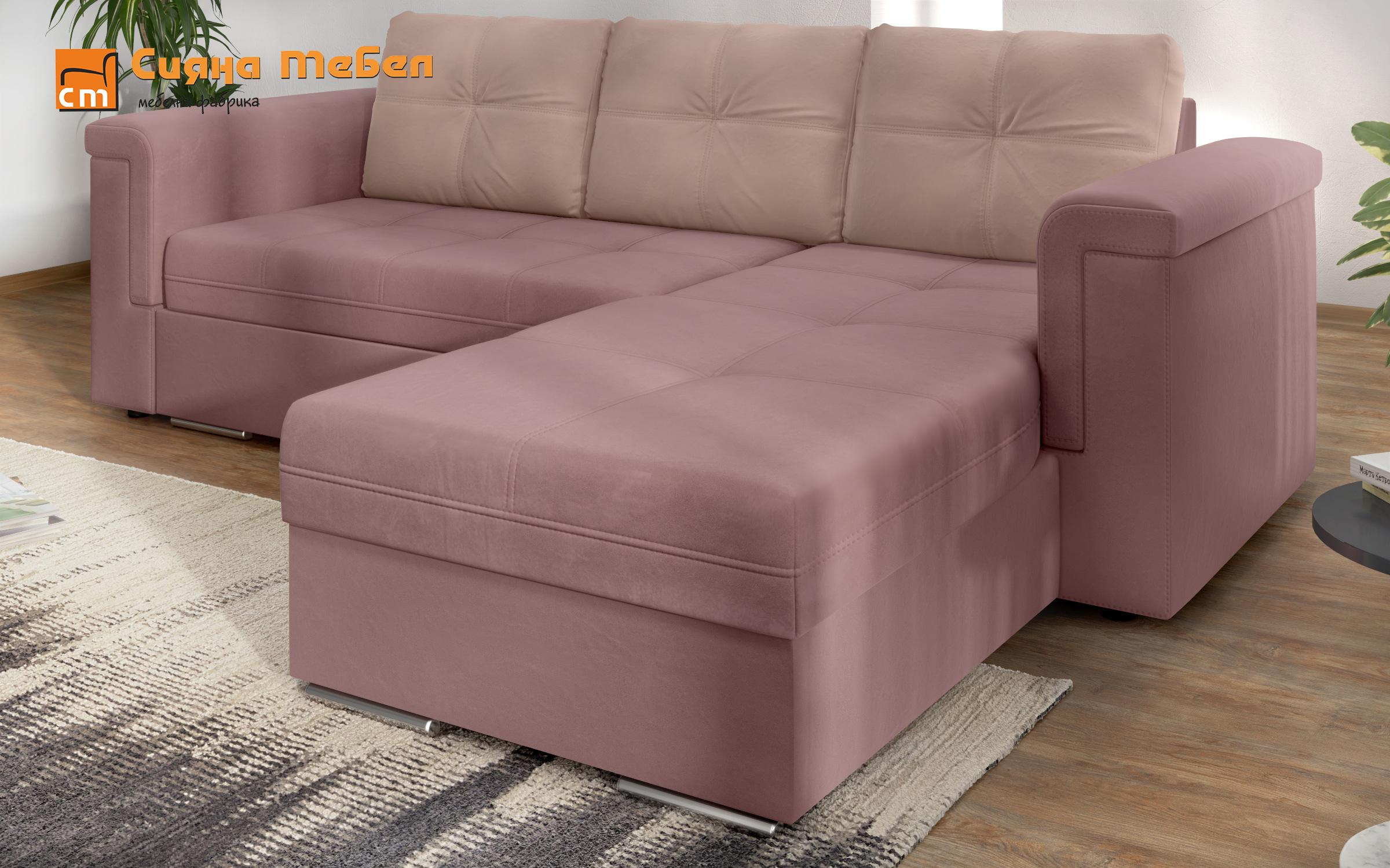 Γωνιακός καναπές Heaven, ροζ + ανοιχτό ροζ  7