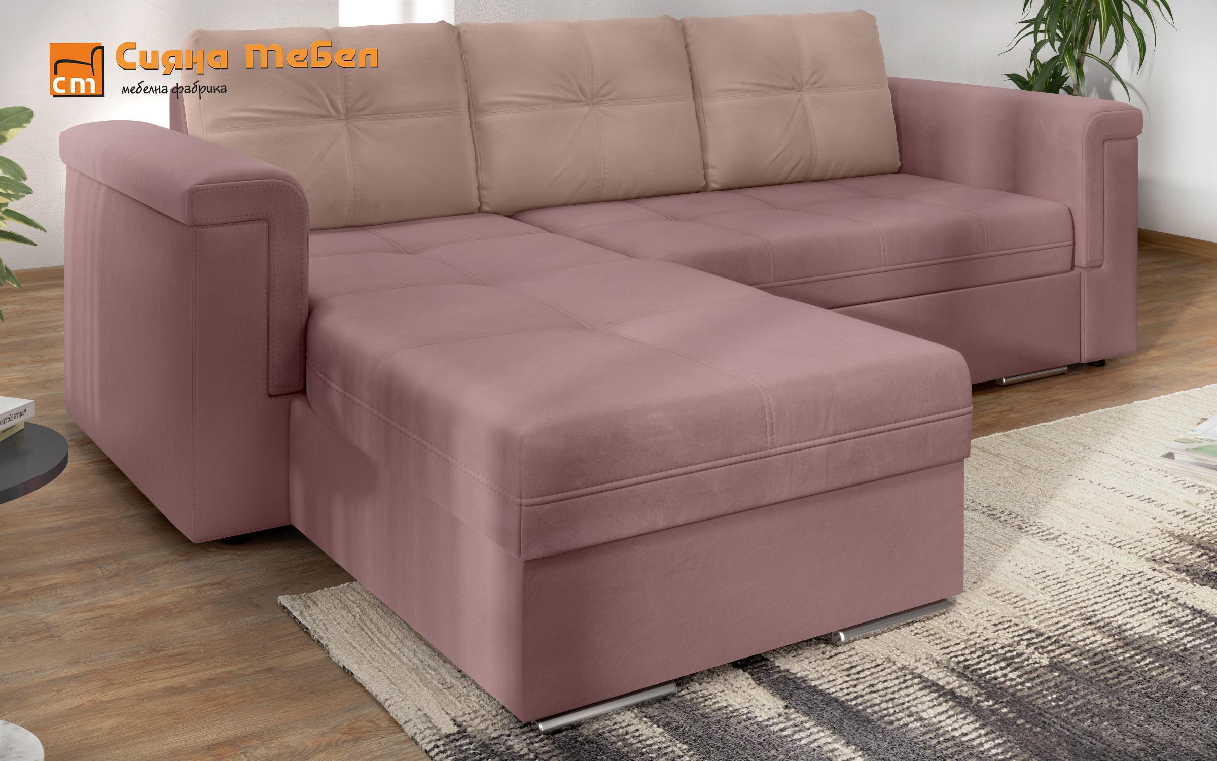 Γωνιακός καναπές Heaven, ροζ + ανοιχτό ροζ  7