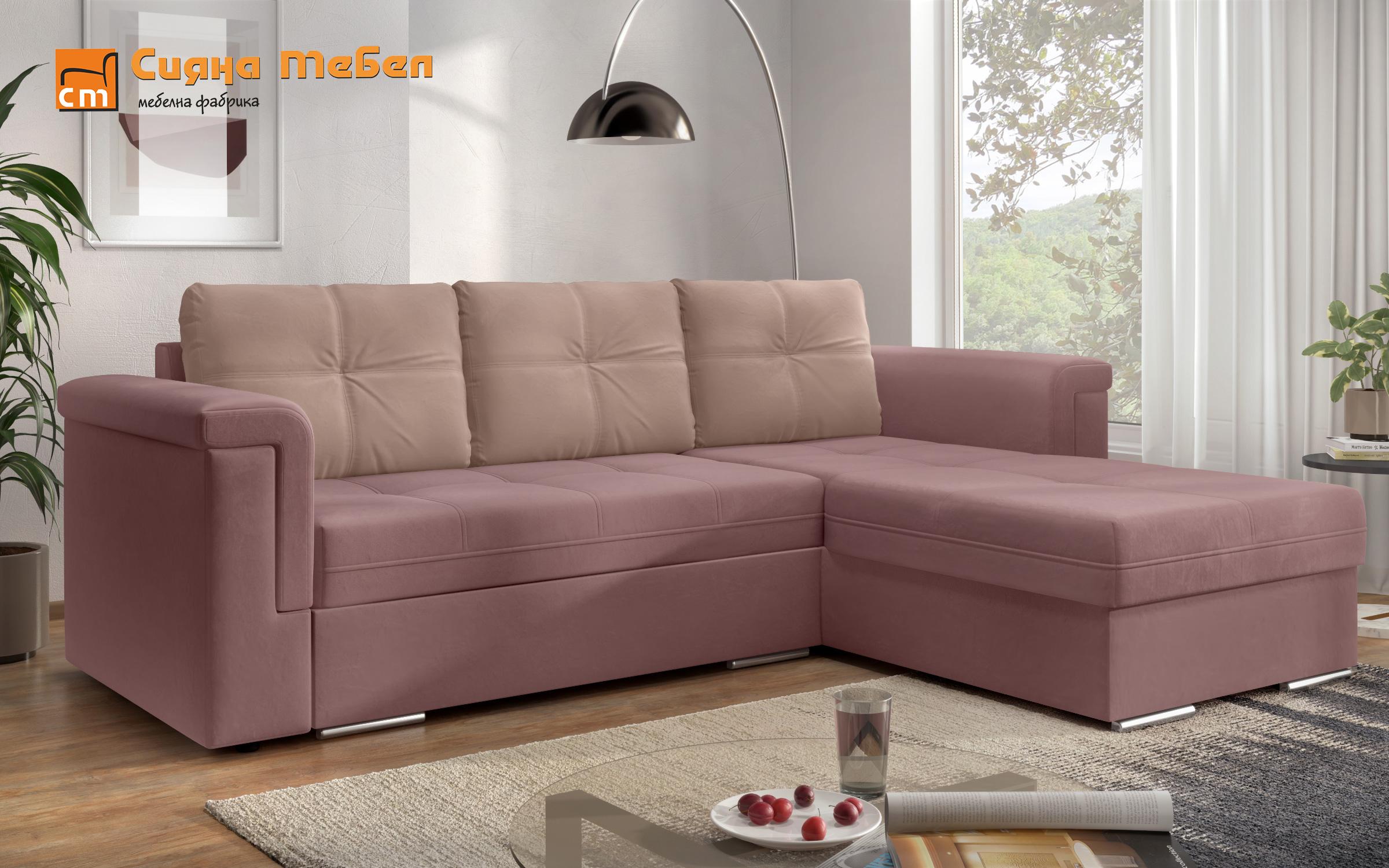 Γωνιακός καναπές Heaven, ροζ + ανοιχτό ροζ  3