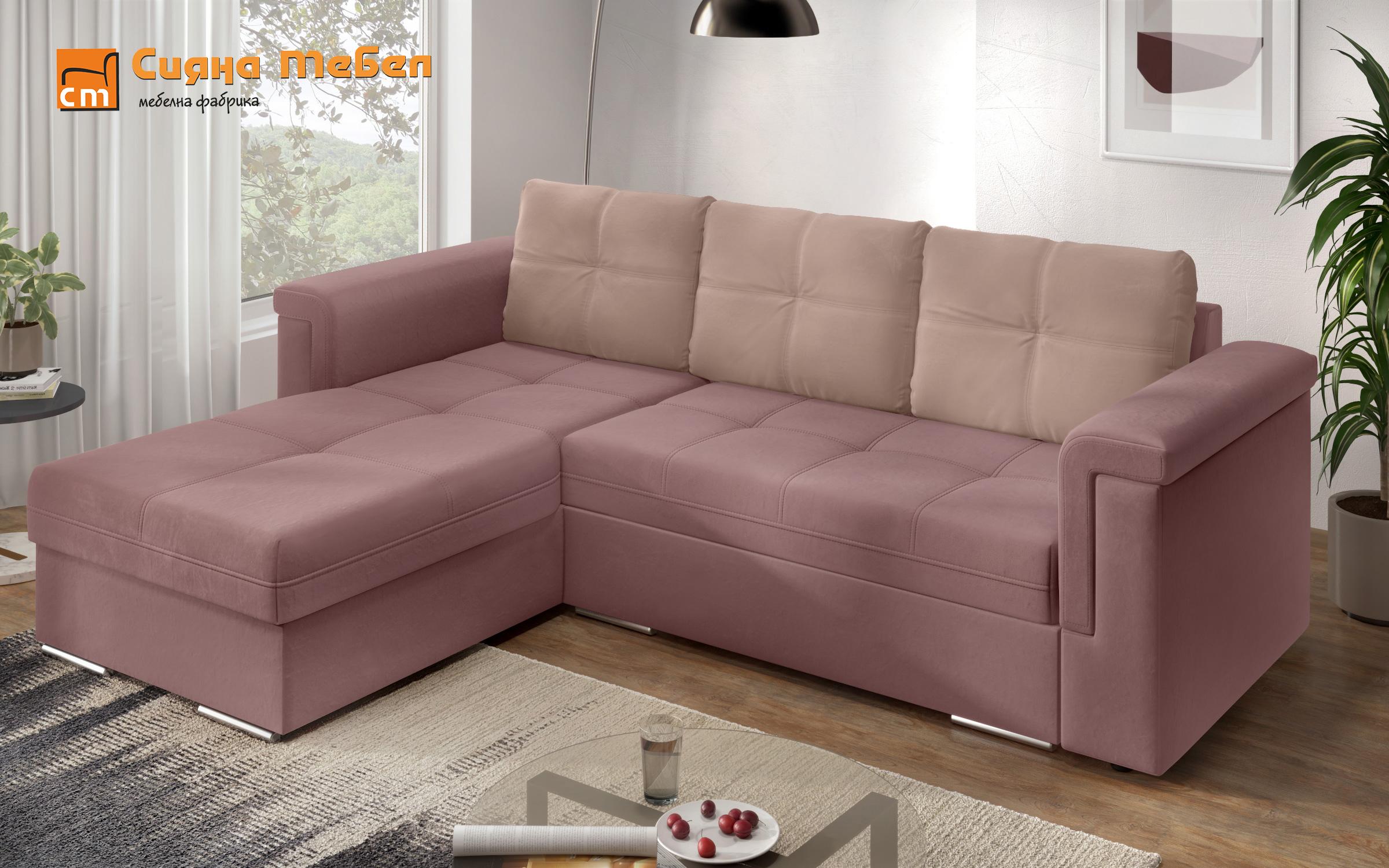 Γωνιακός καναπές Heaven, ροζ + ανοιχτό ροζ  4
