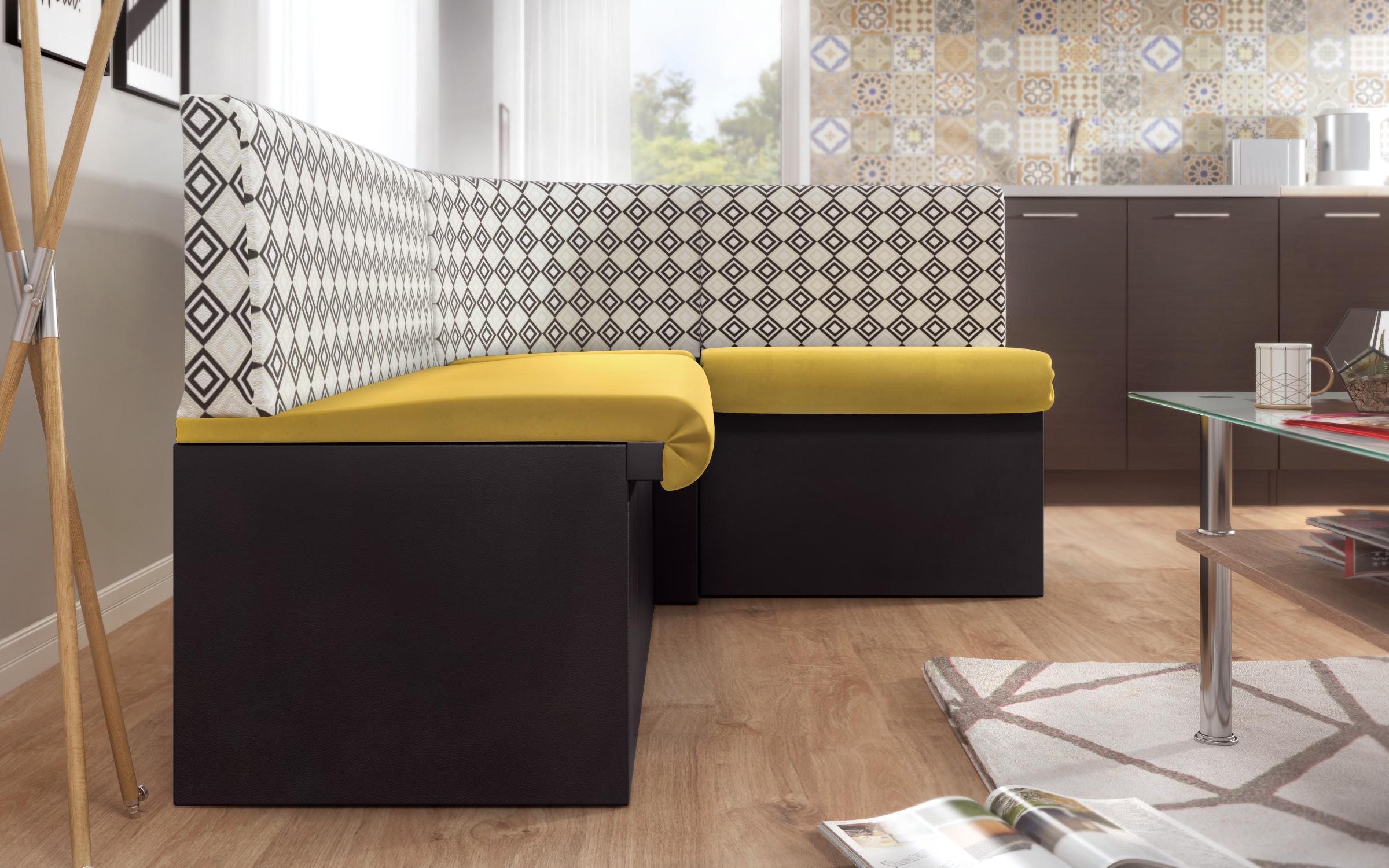 Γωνιακός καναπές κουζίνας Arlekin, κίτρινο + μαύρο  2