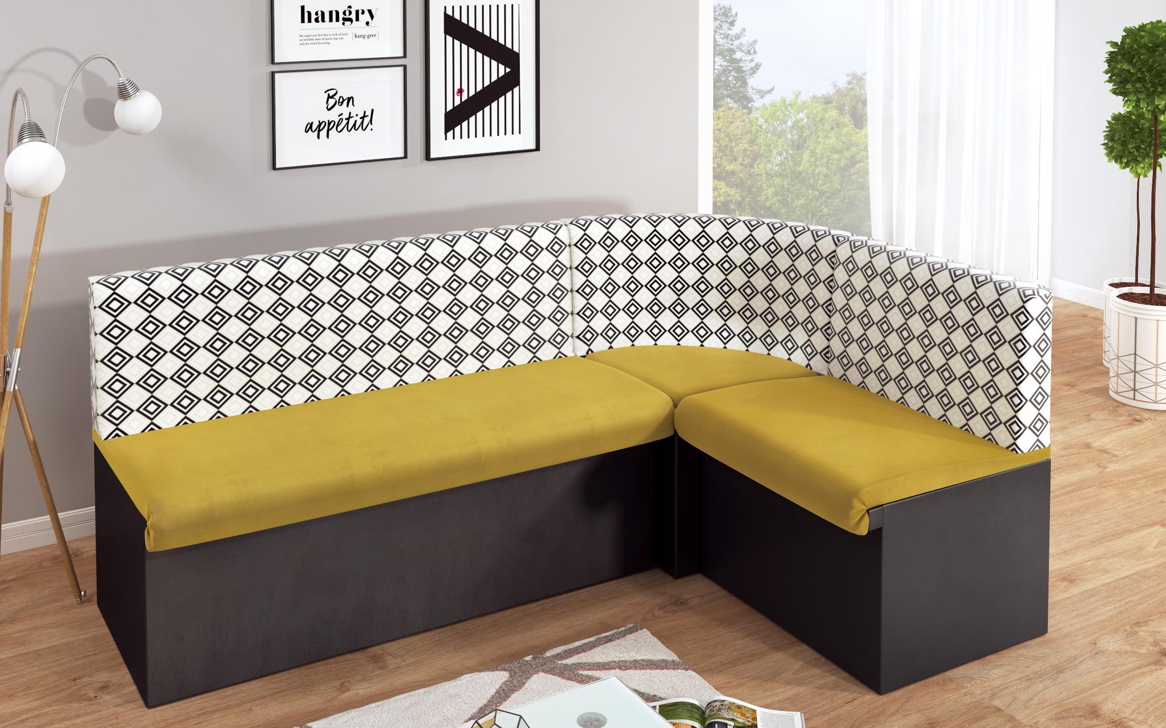 Γωνιακός καναπές κουζίνας Arlekin, κίτρινο + μαύρο  5