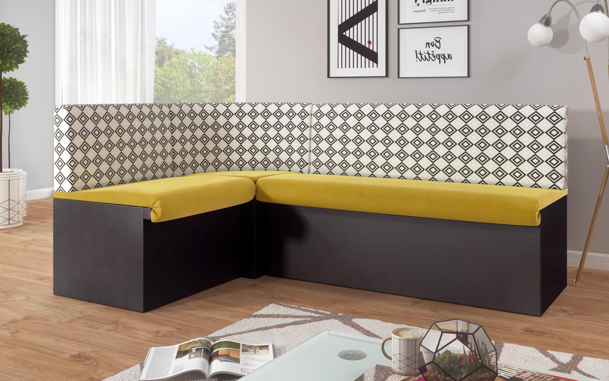 Γωνιακός καναπές κουζίνας Arlekin, κίτρινο + μαύρο  7