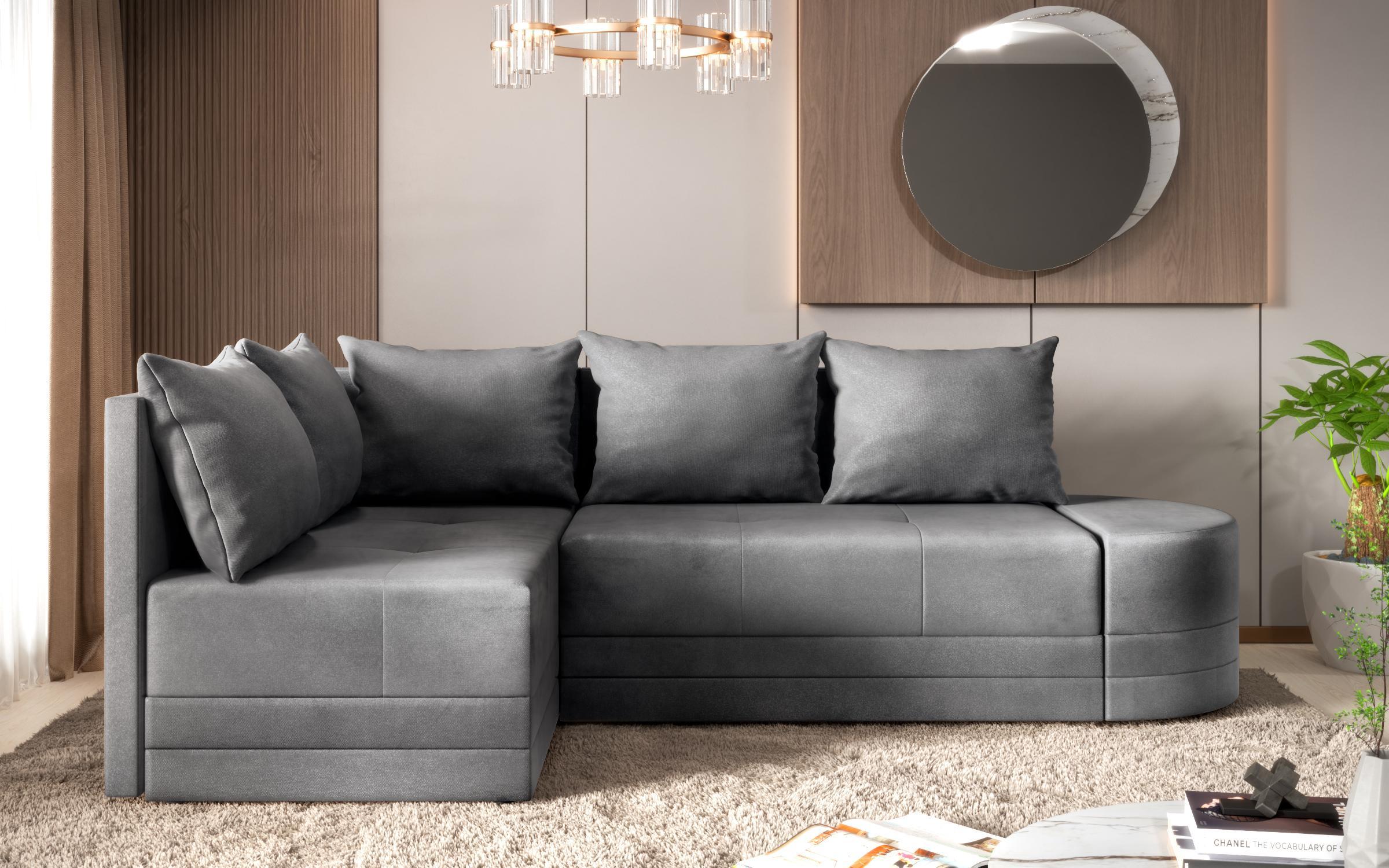 Γωνιακός καναπές – κρεβάτι Kamelo, σκούρο γκρι  1