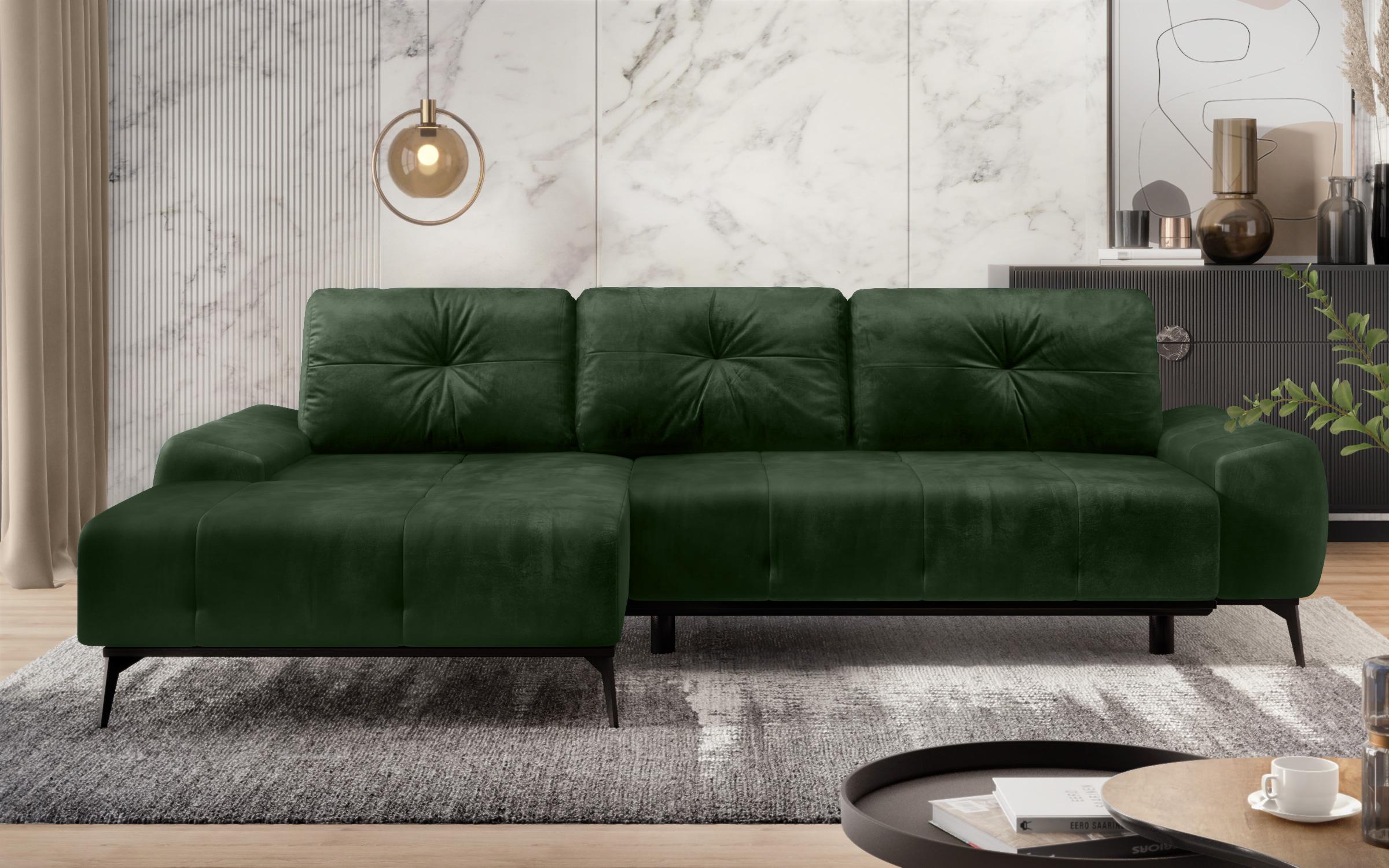Γωνιακός καναπές Marsel, σκούρο πράσινο  1