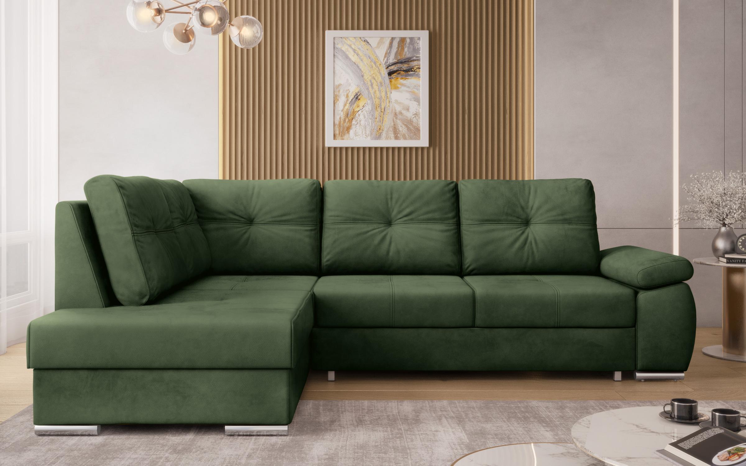 Γωνιακός καναπές Masimo, σκούρο πράσινο  1