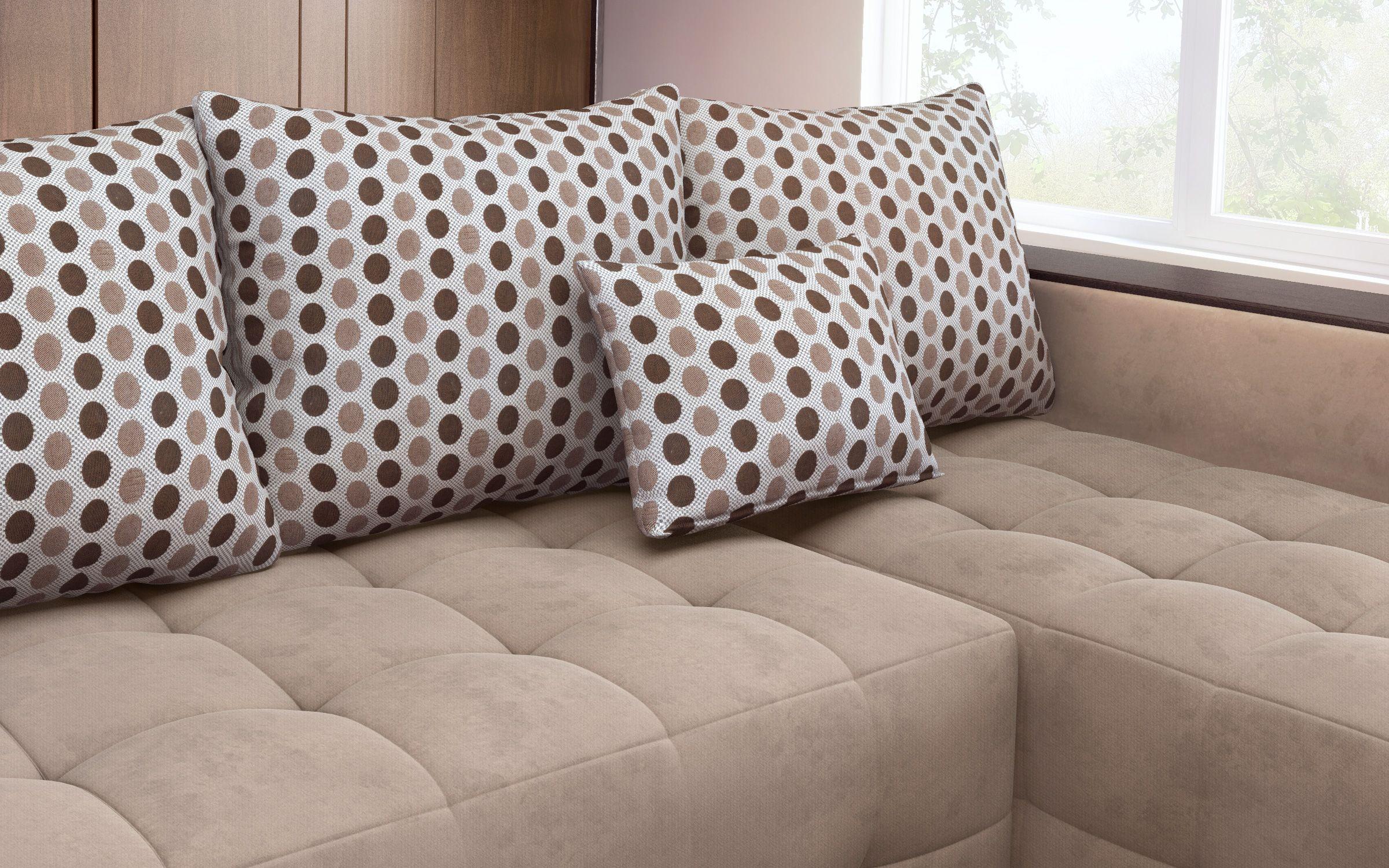 Γωνιακός καναπές - κρεβάτι με ανάκλιντρο και μπράτσο μίνι ραφιέρα Melvin, σκούρο μπεζ  5