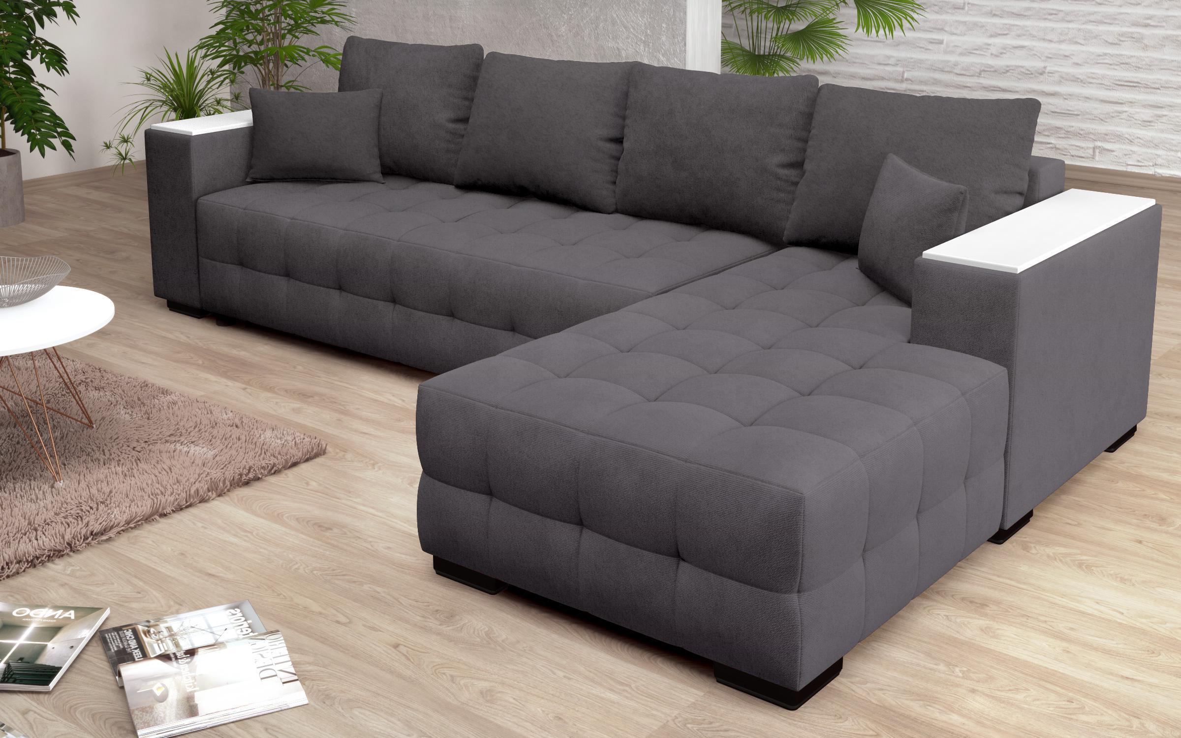 Γωνιακός καναπές με ραφιέρα Melvin Spring, σκούρο γκρί  3