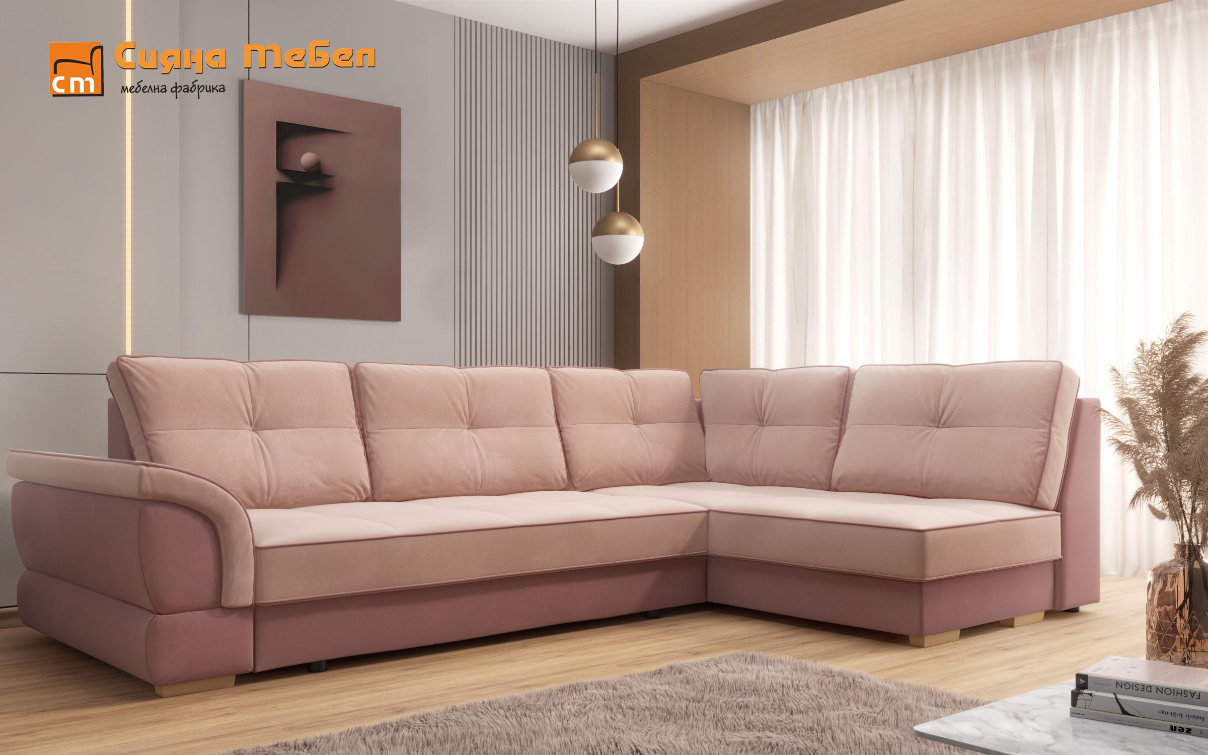 Γωνιακός καναπές Next, ροζ + ανοιχτό ροζ  3