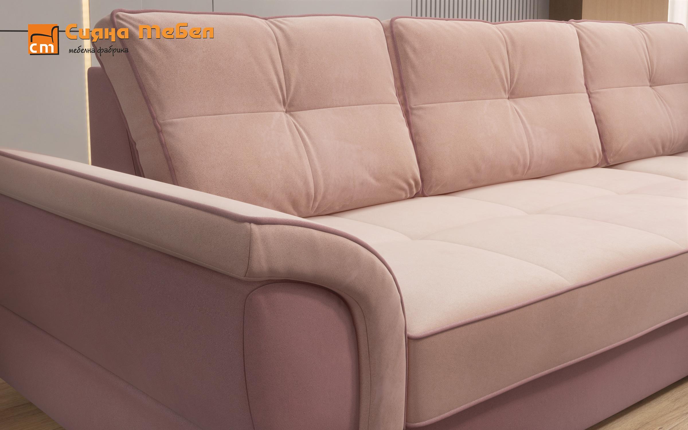 Γωνιακός καναπές Next, ροζ + ανοιχτό ροζ  6