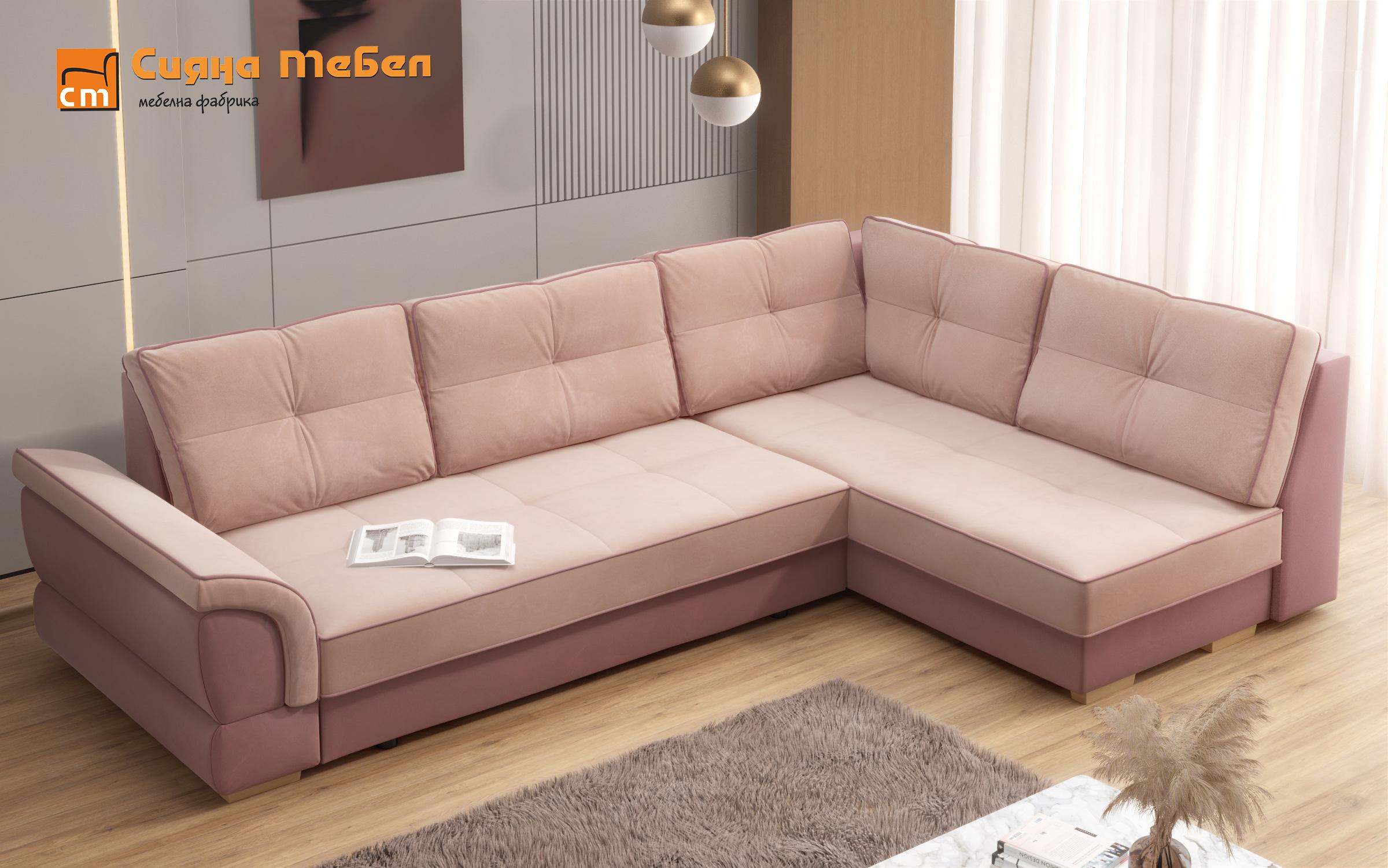 Γωνιακός καναπές Next, ροζ + ανοιχτό ροζ  4