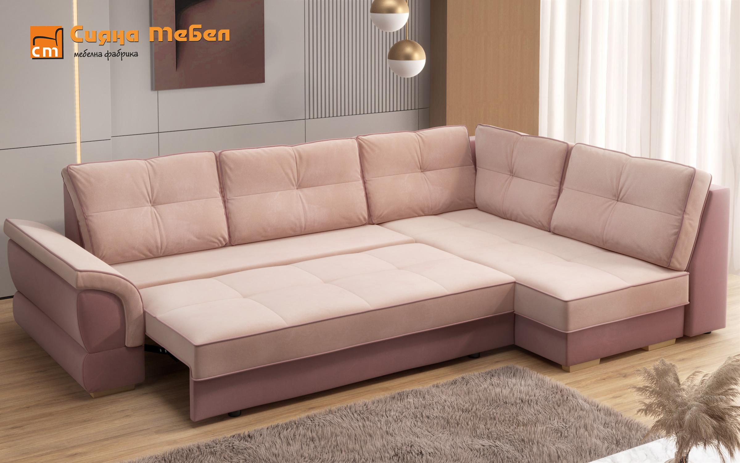 Γωνιακός καναπές Next, ροζ + ανοιχτό ροζ  5
