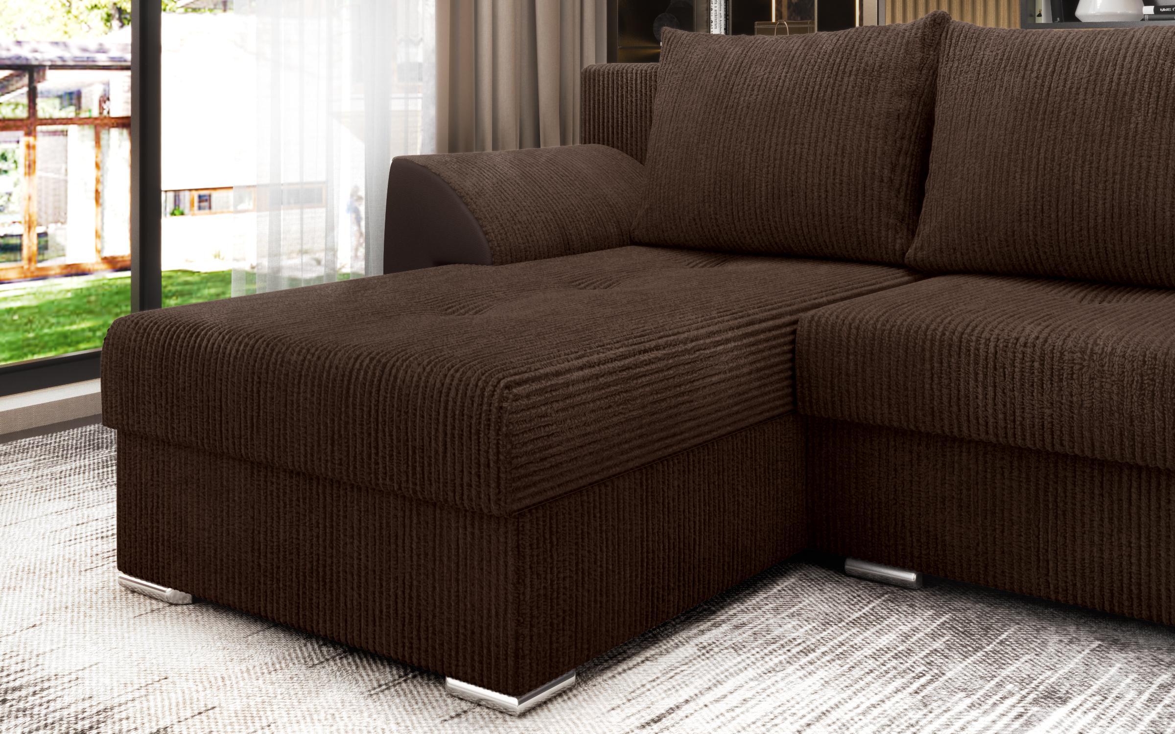 Γωνιακός καναπές - κρεβάτι Nord, σκούρο καφέ  5