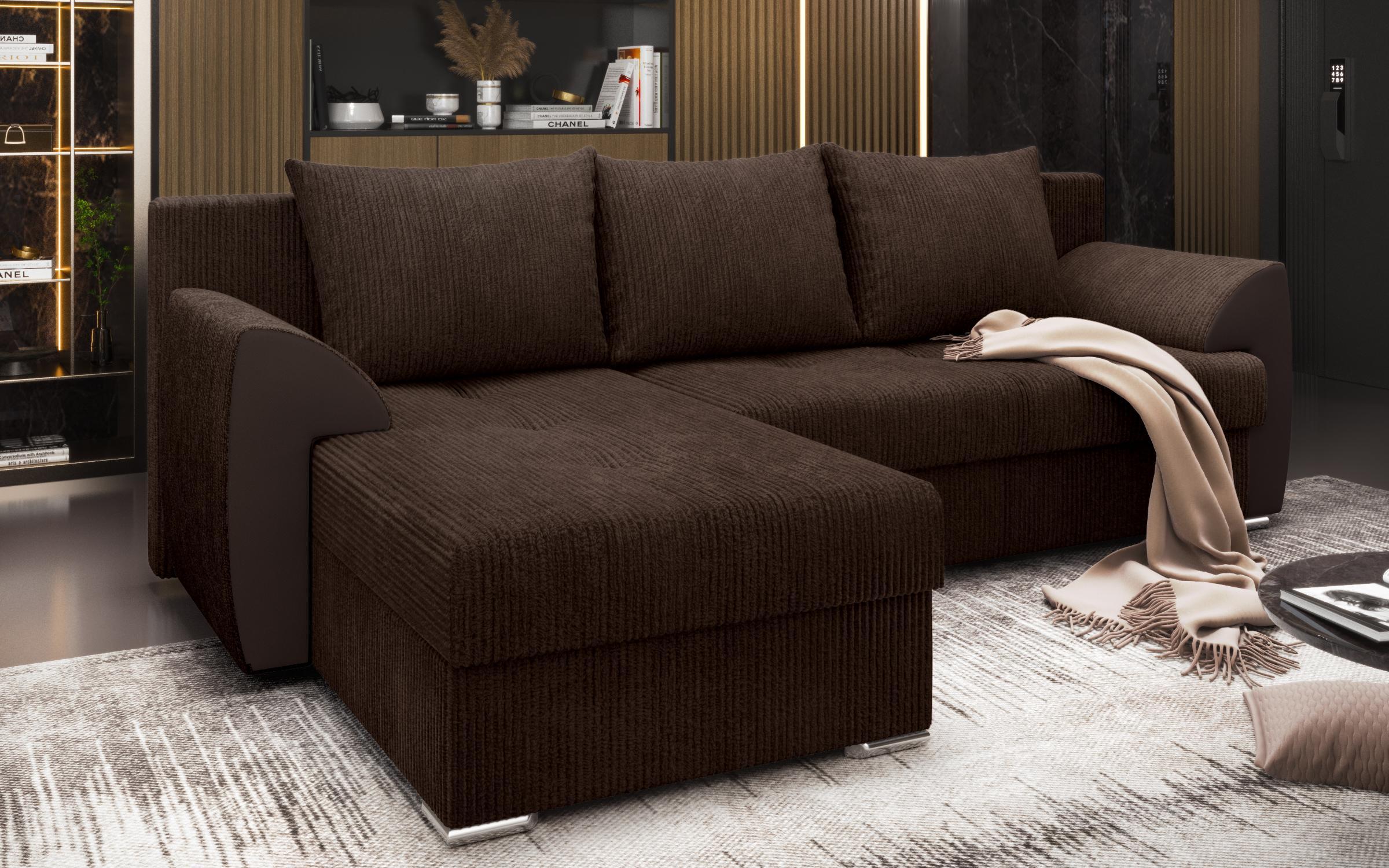 Γωνιακός καναπές - κρεβάτι Nord, σκούρο καφέ  7