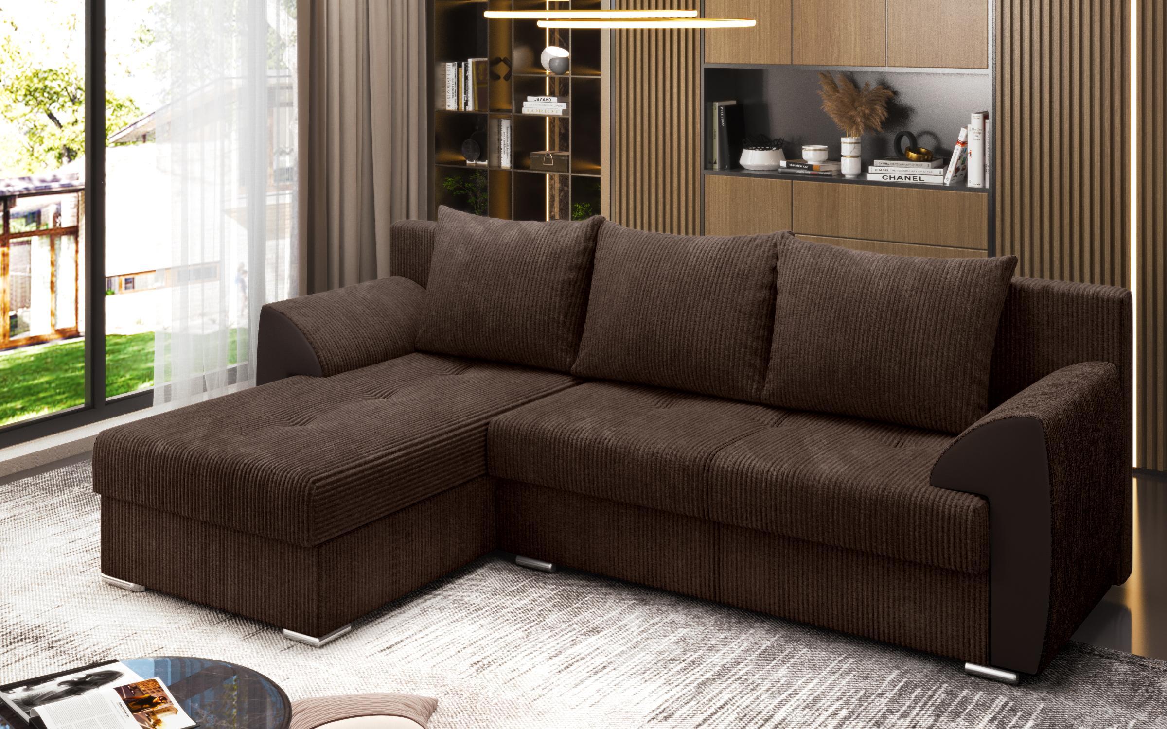 Γωνιακός καναπές - κρεβάτι Nord, σκούρο καφέ  3