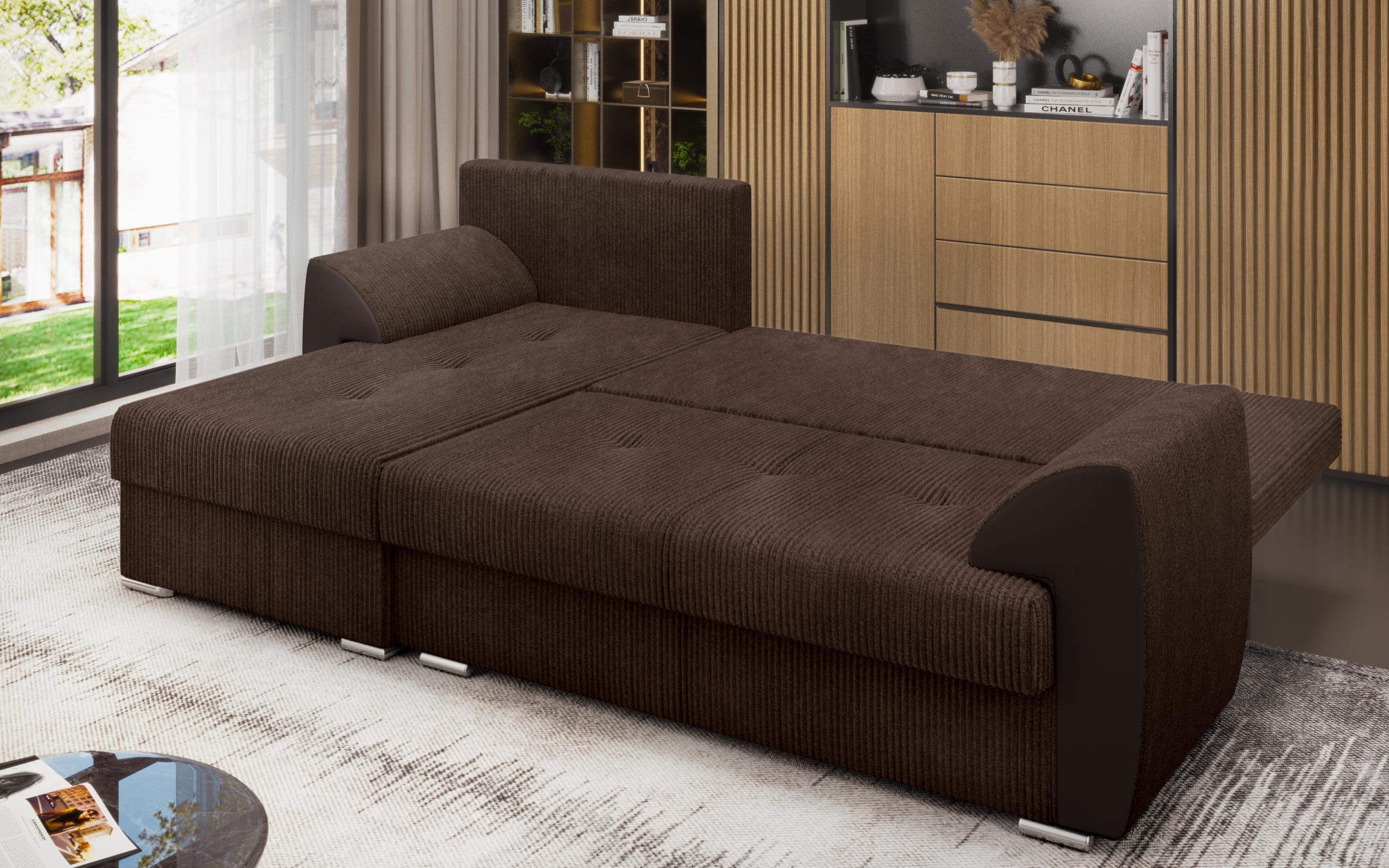Γωνιακός καναπές - κρεβάτι Nord, σκούρο καφέ  4